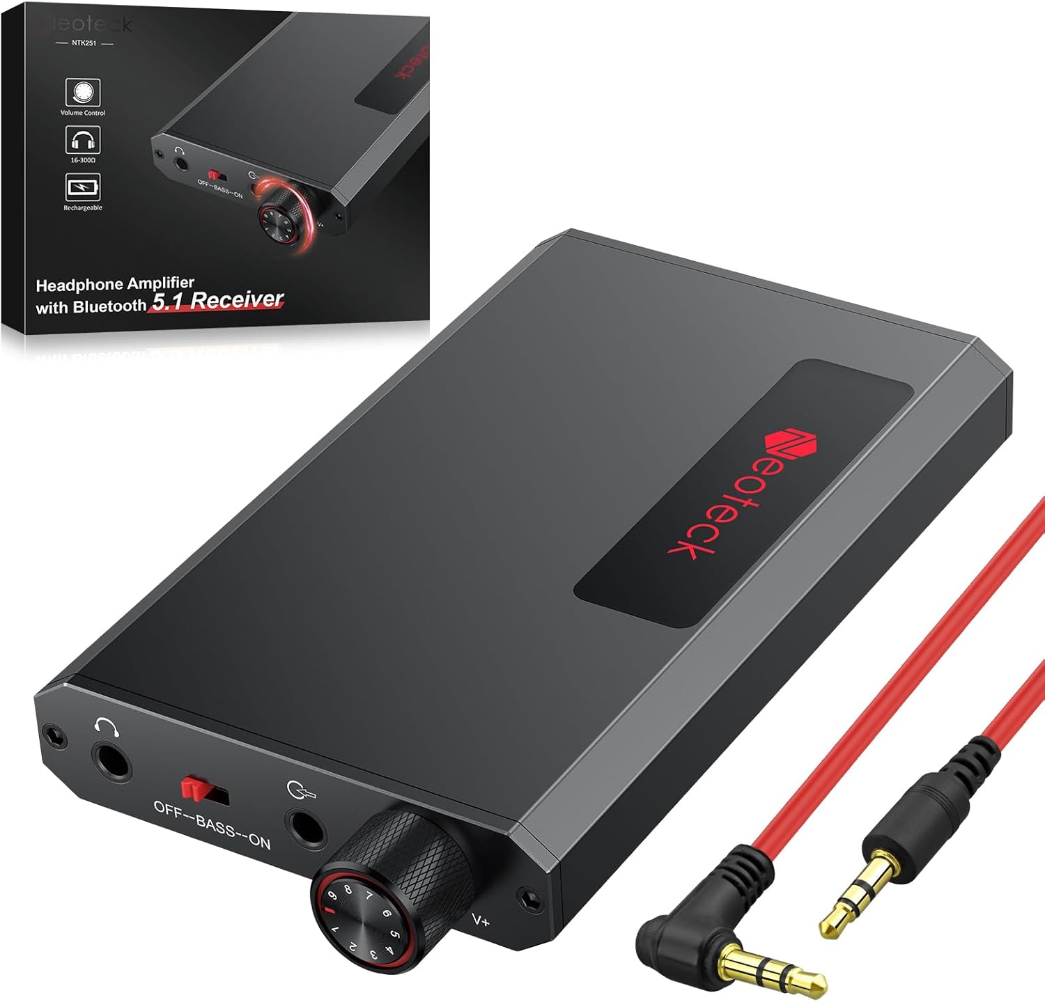 16–300 Ω Kopfhörerverstärker Mit Bassregelung, Bluetooth 5.1, 3,5-mm-klinkenanschluss, Usb-c-anschluss, Lange Akkulaufzeit, Kompatibel Mit Pc, Smartphone, Mp3-player, Audio-/videoplayer, Ideal Für Mus