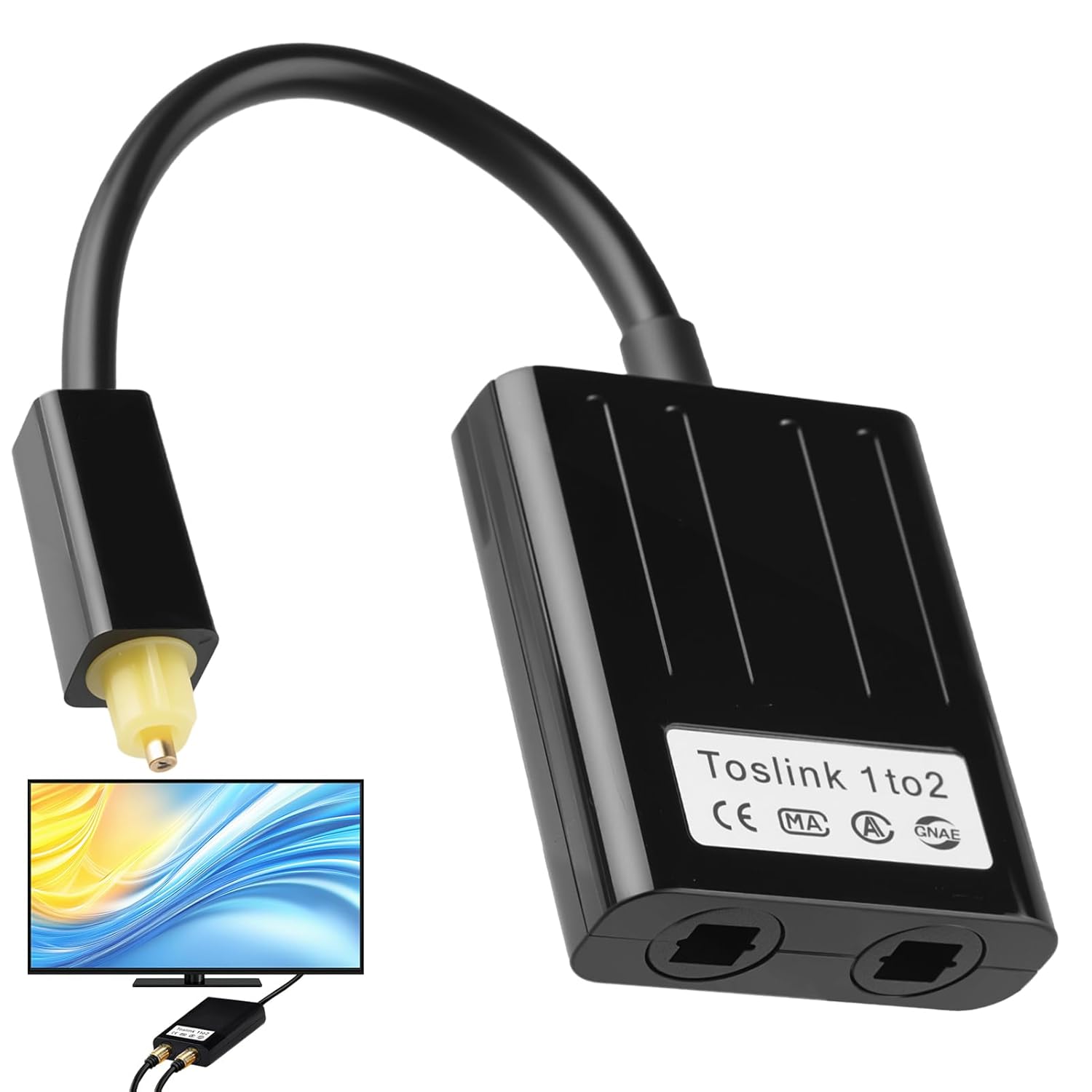 1-zu-2 Toslink-glasfaser-audio-splitter, Spdif-digital-optik-adapterkabelverteiler Für Fernseher, Dvd-player, Verstärker Und Soundbar