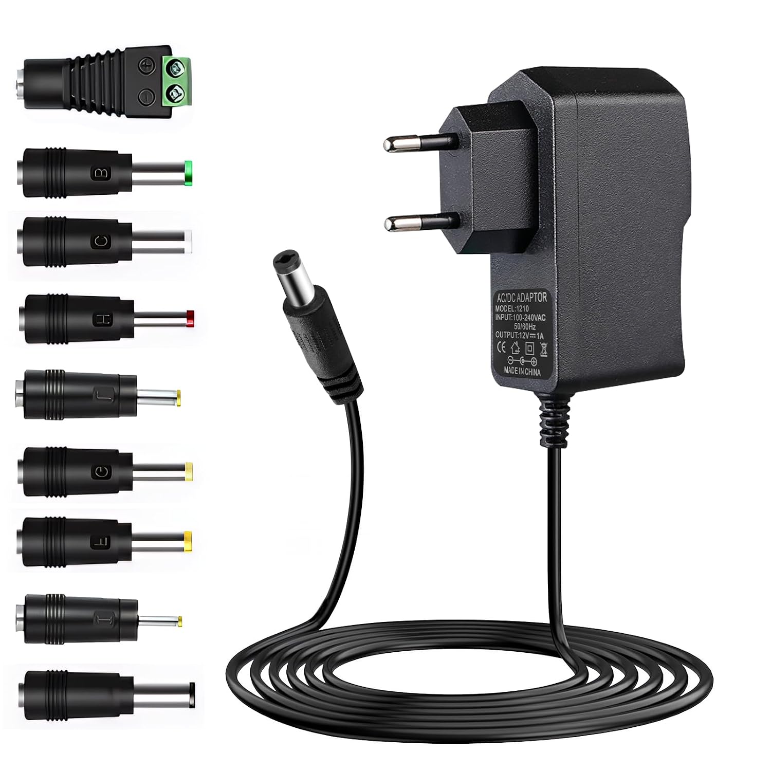 12v 1a Ac/dc-netzteil, Universal-transformator 100–240v 50–60hz Netzteil Mit 9 Dc-anschlüssen Für Router, Led-streifen, Kamera, Tablet, Scanner, Tv-box