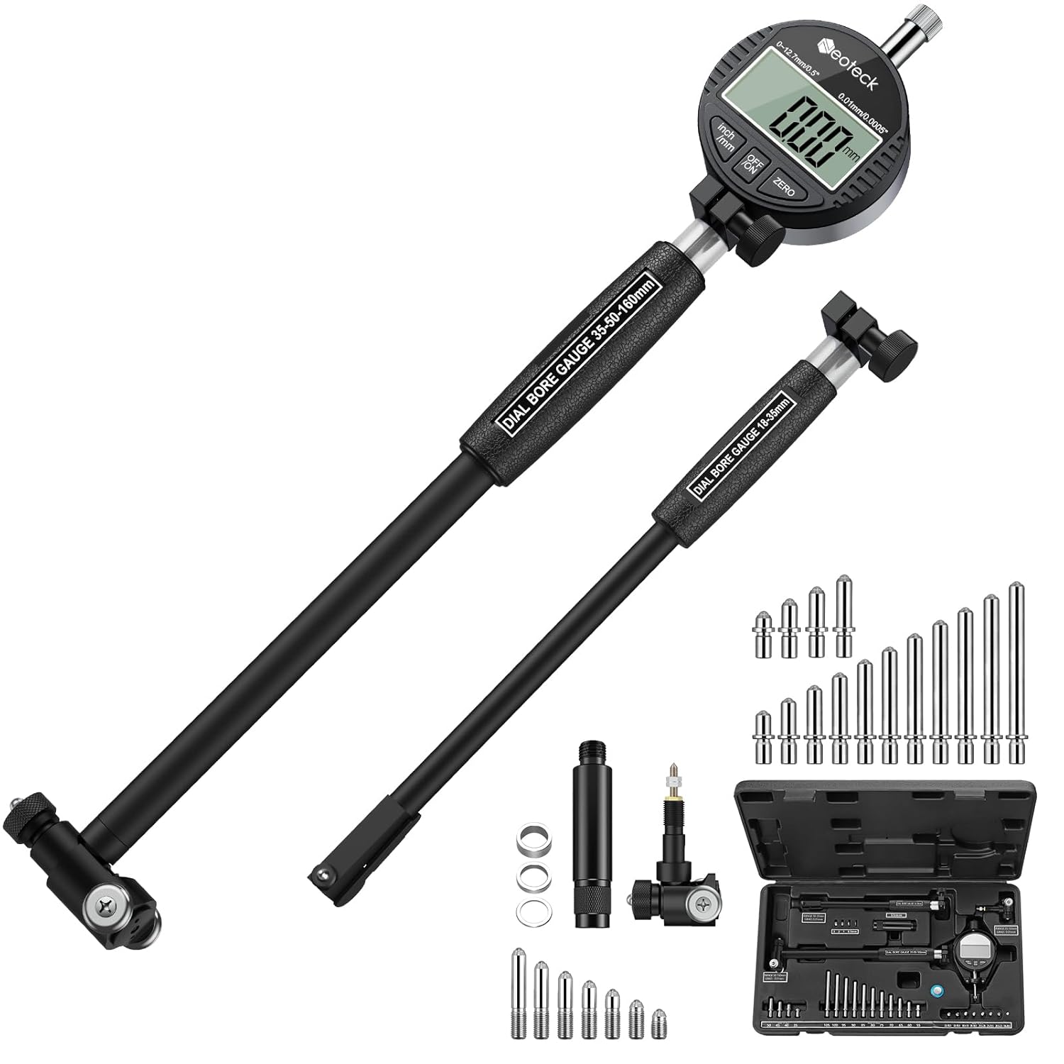 Digitale Bohrungslehre 18–160 Mm – Hochpräzise Innenmessung 0,01 Mm – Zylinderlehre & Tiefenmaßkontrolle Für Mechanische Werkstätten, Messtechnik Und Motoren – Schwarz