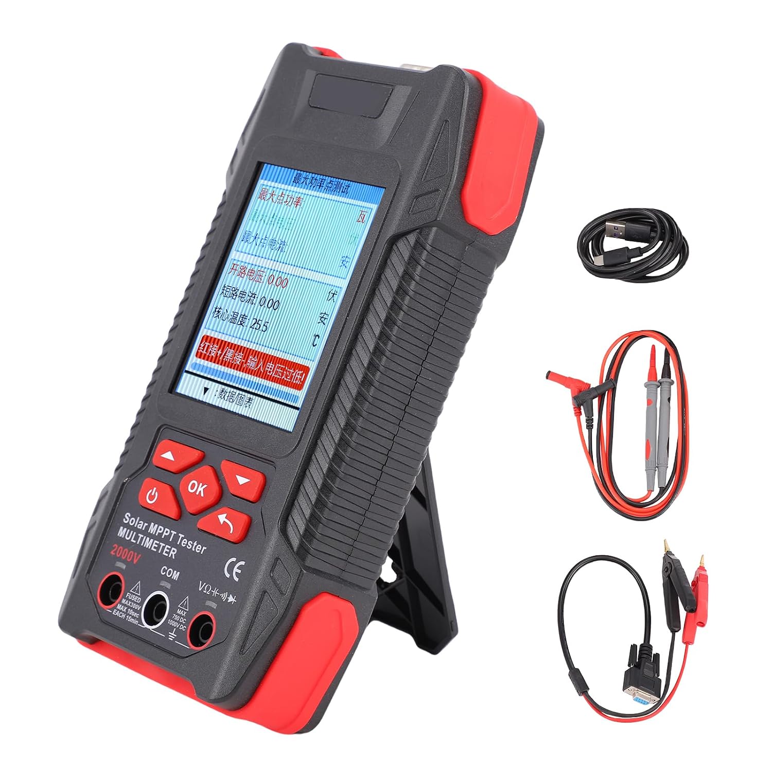 Hochvolt-solar-mppt-tester, 3,2"-lcd-bildschirm, 3–90 V Spannung, 0–40 A Strom, 0–2000 W Leistungsmesser