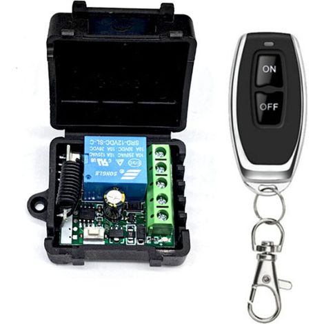 2 Télécommandes 2 Boutons - Récepteur Relais Rf 433 Mhz - 1 Canal - 12 V Dc - 10 A - Pour Led Pompe Voiture Moto Porte De Garage