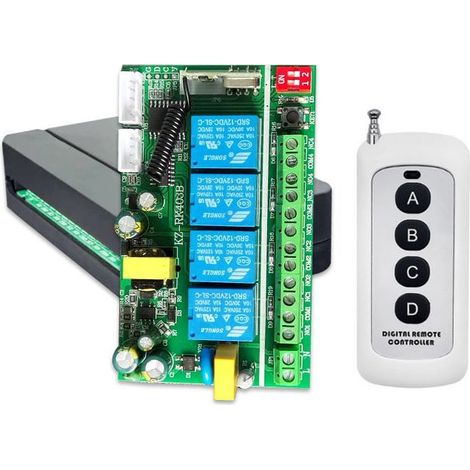 Interrupteur De Télécommande Sans Fil À Quatre Canaux 220 V, Contrôleur D'Éclairage Led 433 Mhz, Contrôleur De Marche Avant/arrière Pour Moteur De Barrière (avec Une Télécommande).