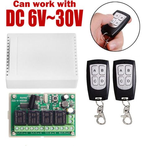 Télécommande Sans Fil - 4 Canaux - 433 Mhz - Dc 12 V - Portée 30 M - Pour Portes De Garage