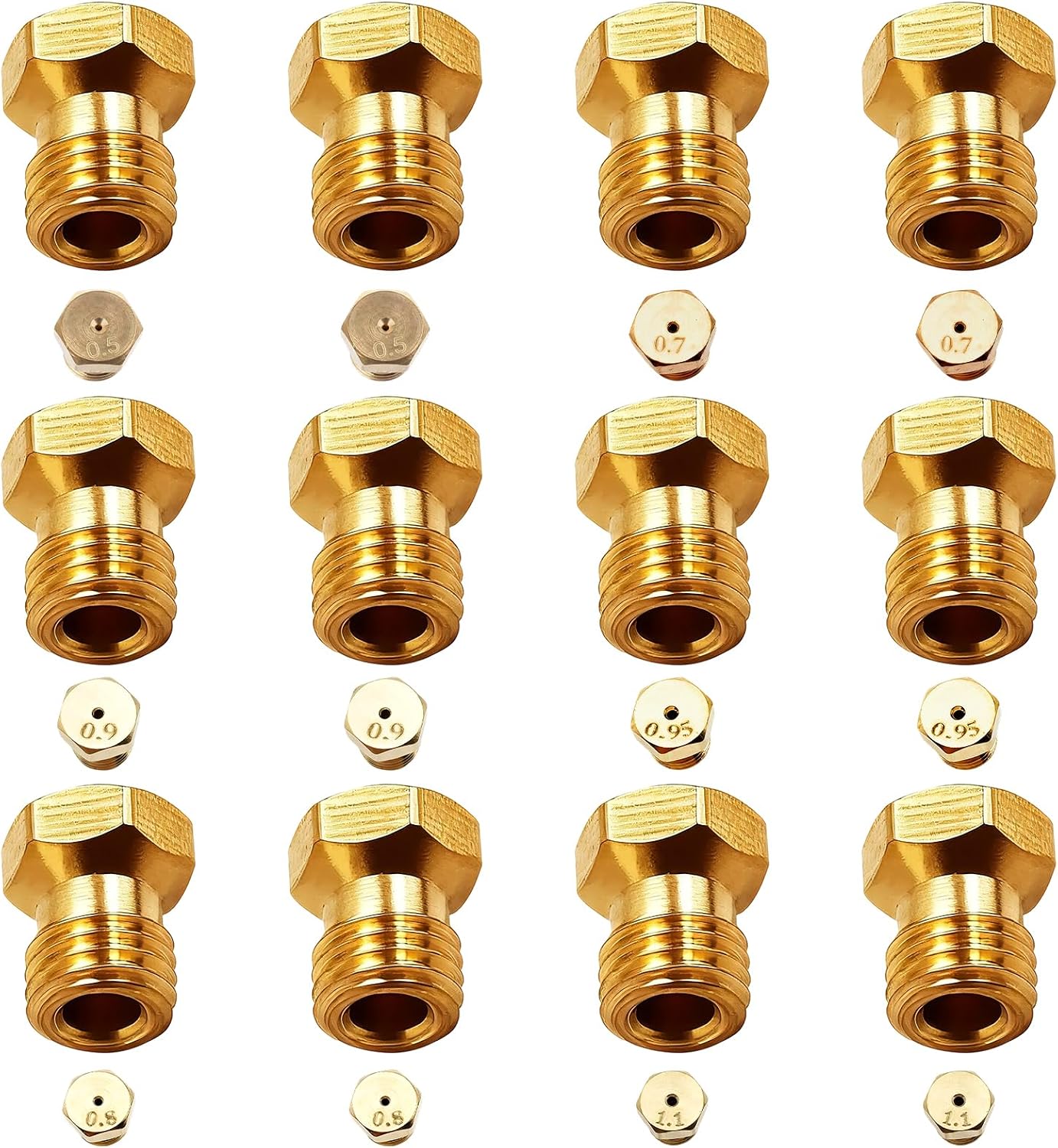 Butangasdüsen, 12 Stück Universal-butangasdüsen, 2×0,5 Mm, 2×0,7 Mm, 2×0,8 Mm, 2×0,9 Mm, 2×0,95 Mm, 2×1,1 Mm, Lpg-flaschenadapter Für Gaskochfeld