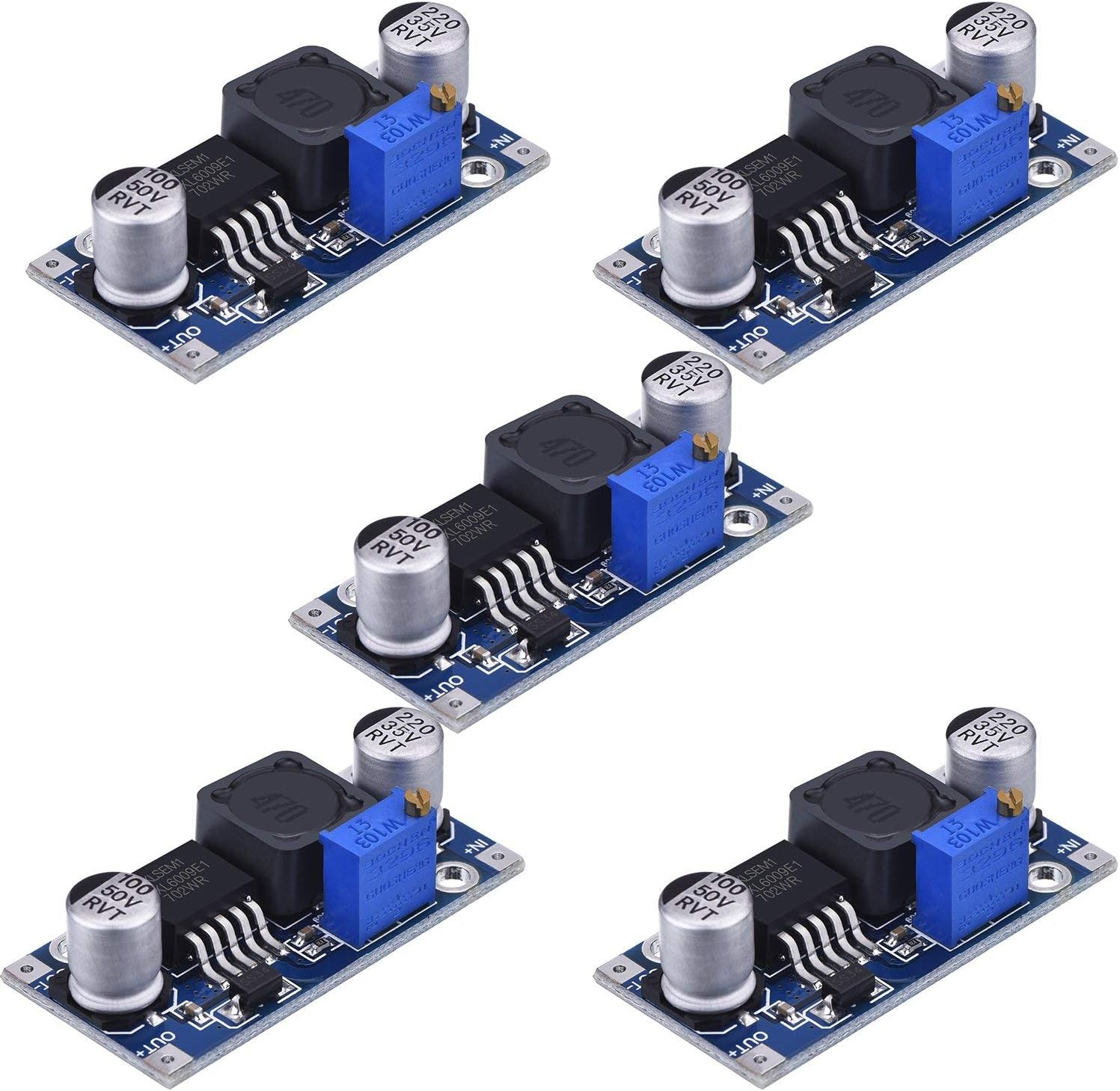 5-teiliges Aufwärtswandlermodul Xl6009 Dc Zu Dc 3,0–30 V Auf 5–35 V Einstellbare Ausgangsspannung Aufwärtswandlerplatine