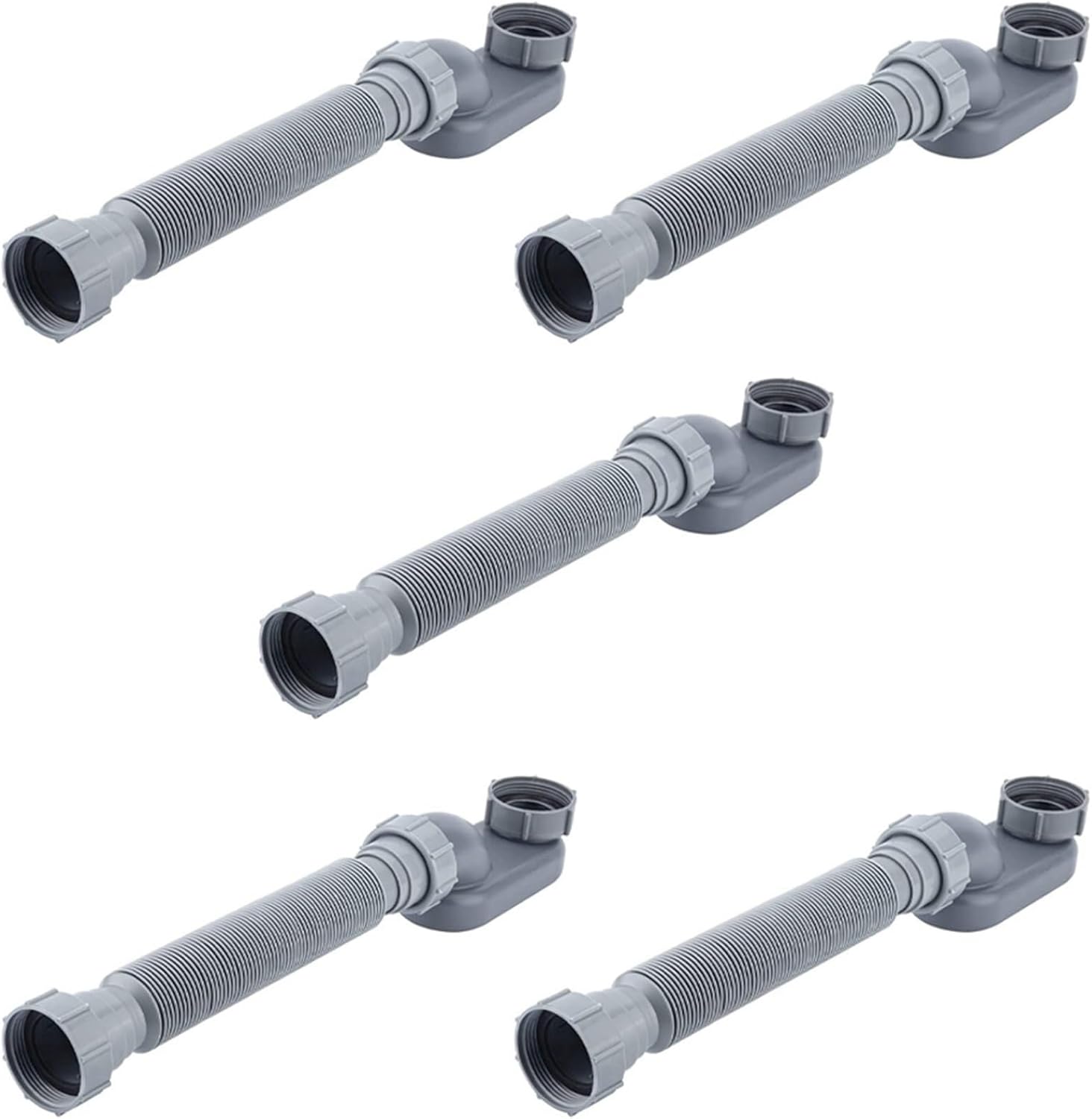 5x Flacher, 1 1/2" Flexibler Siphon-badewannen-duschablauf Mit Fußmontage