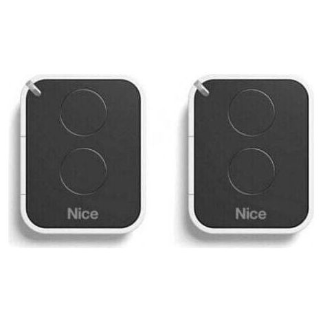 Nice – Lot De 2 Télécommandes Émetteur 2 Canaux 433,92 Mhz – Compatible Motorisations Portail Et Garage – Design Ergonomique Noir/blanc