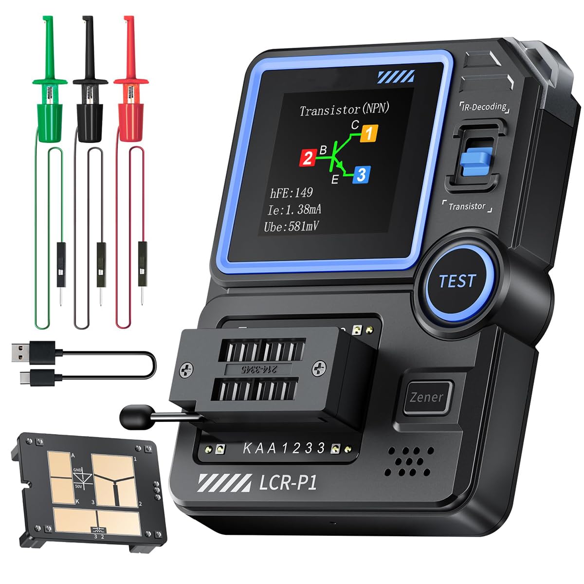 Mosfet-transistortester, Transistor-kondensatortester, Multifunktions-smd-bauteiltester, Dioden-, Trioden-, Esr-, Npn-, Pnp- Und Mosfet-tester, Lcr-zähler, Schutz Vor Überhitzung