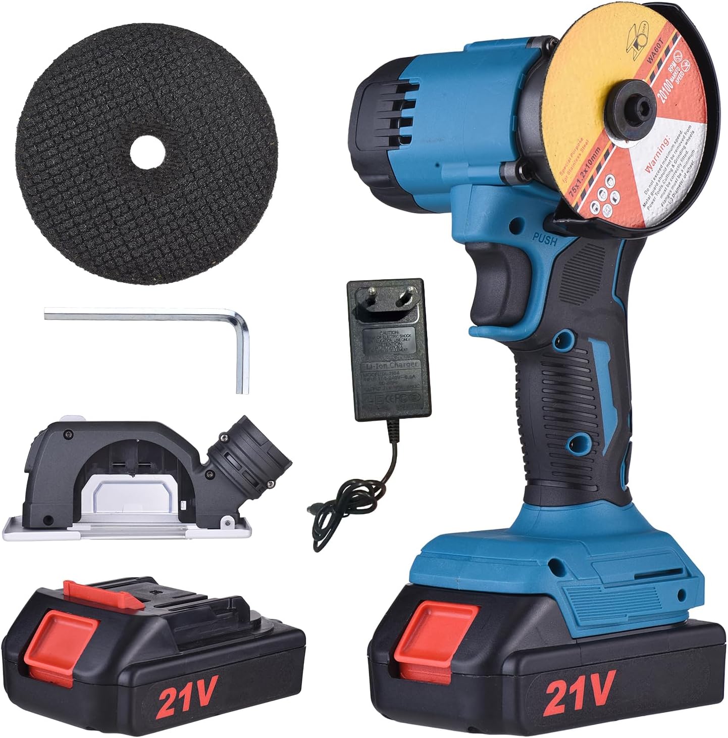 Akku-kreissäge, Tragbarer 3-zoll-winkelschleifer-satz, Wiederaufladbares Schneidwerkzeug Für Metall, Holz, Fliesen Und Marmor. (3-zoll-einhand-kreissäge, 2 Akkus)