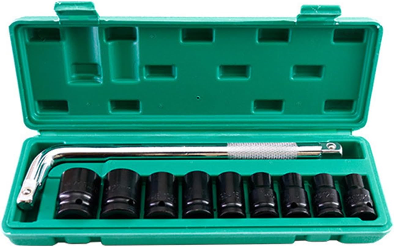 Schlagschrauber-steckschlüsselsatz, 1/2-zoll-basis, 40 Mm Tiefe, 10-teilige Tiefe Steckschlüssel, Metrische Größen 8–24 Mm