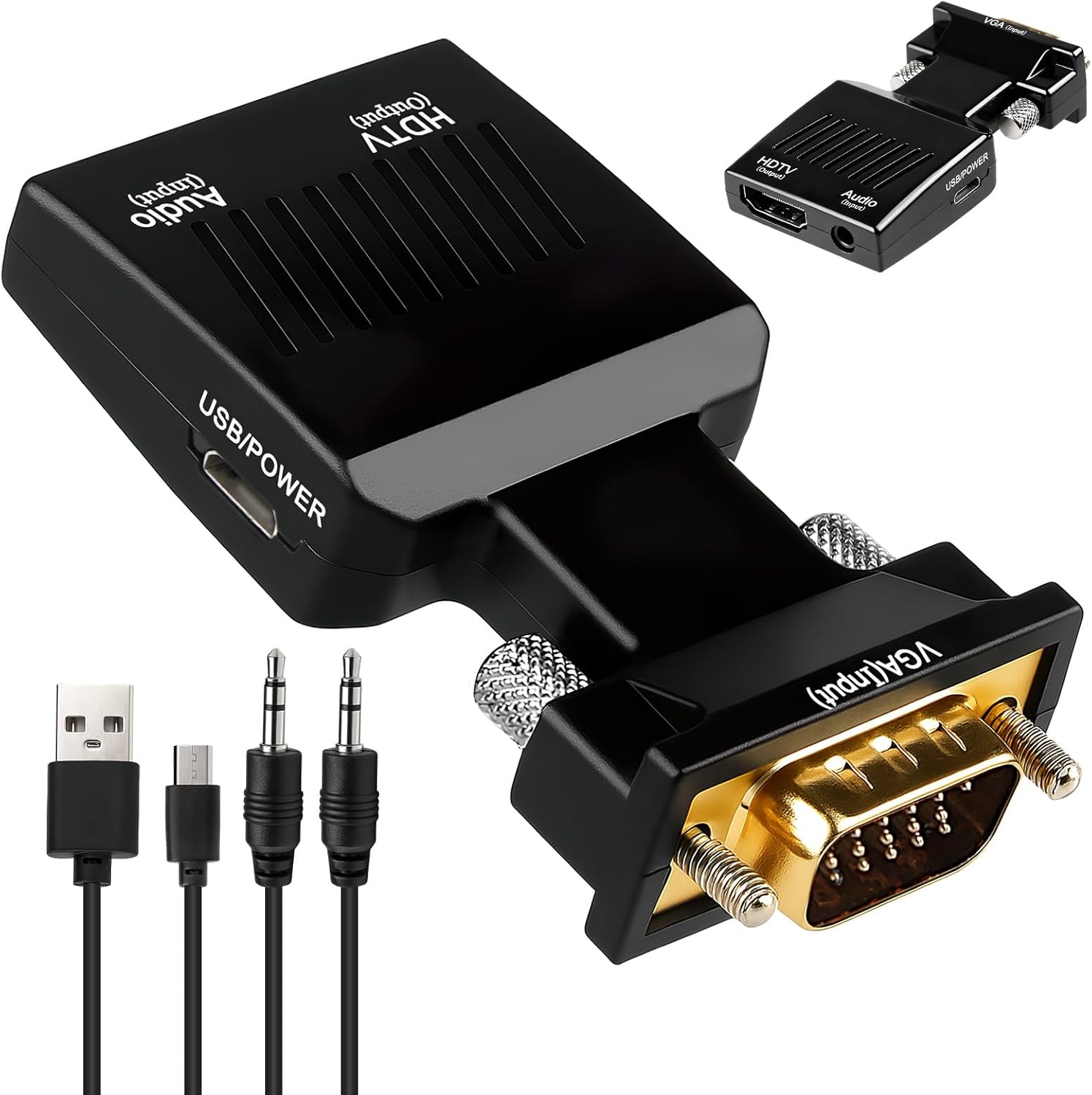 Vga-zu-hdmi-adapter 1080p, Vga-stecker Auf Hdmi-buchse, 60 Hz, Mit 3,5-mm-kabel Und Stromkabel Für Ältere Laptops/pcs Und Fernseher/hdtv-monitore
