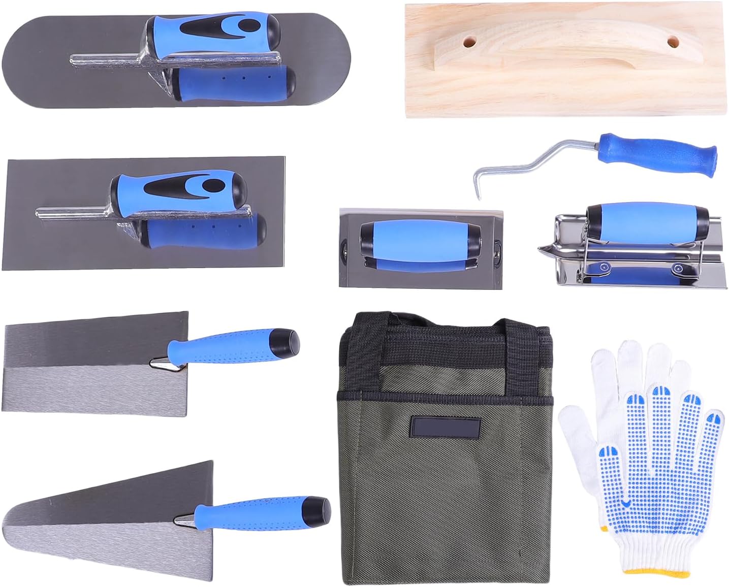 10-teiliges Maurer-set Inklusive Eckkelle, Maurerkelle, Bewehrungshaken, Handschuhen Und Aufbewahrungstasche Für Beton-, Fliesen- Und Putzarbeiten