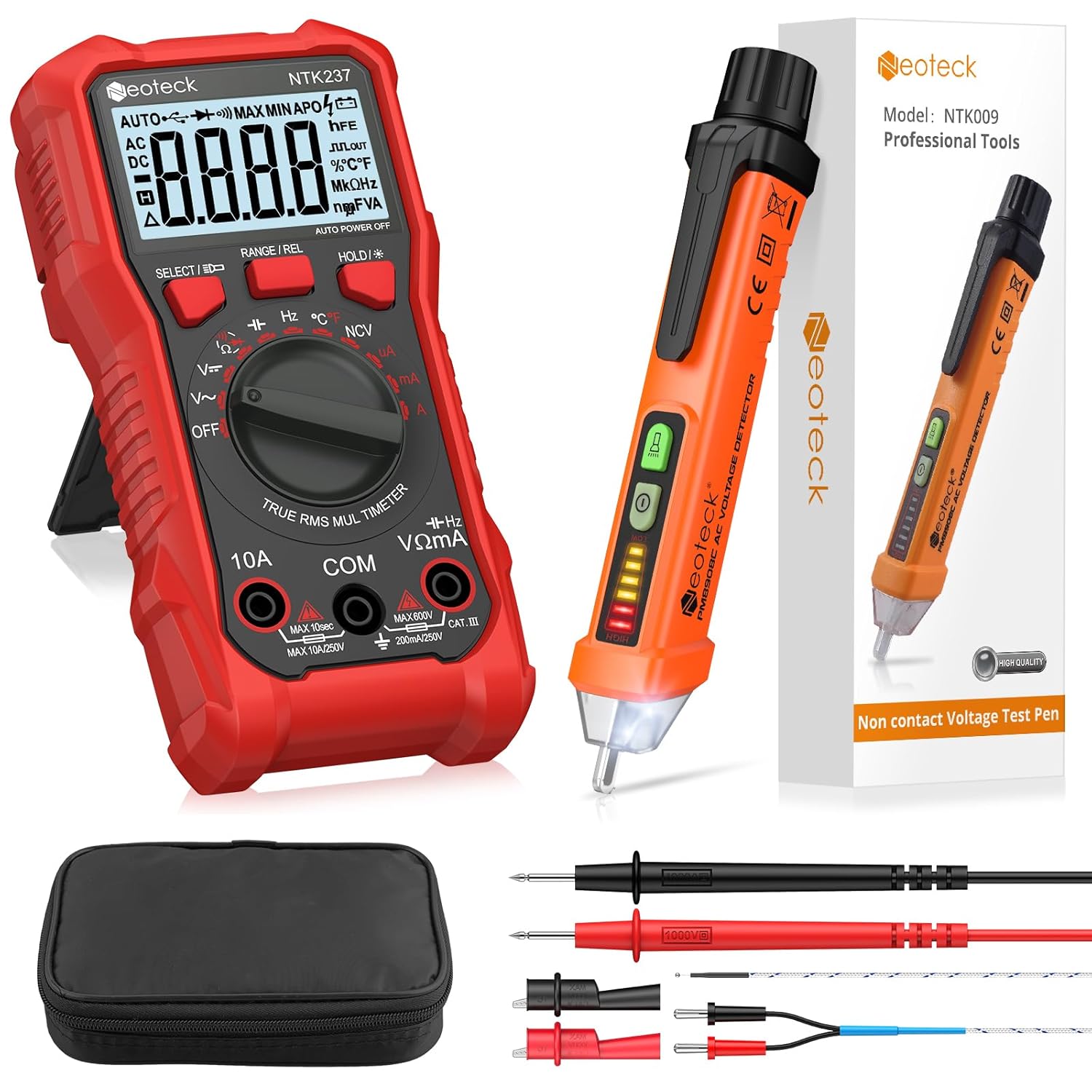 Digitales Multimeter Mit 2000 Messpunkten Und Berührungsloser Spannungsprüfung (ncv) – Ac/dc-elektriker-set, Spannungsdetektor, Temperaturmessgerät, Durchgangsprüfer, Heimwerkerzubehör
