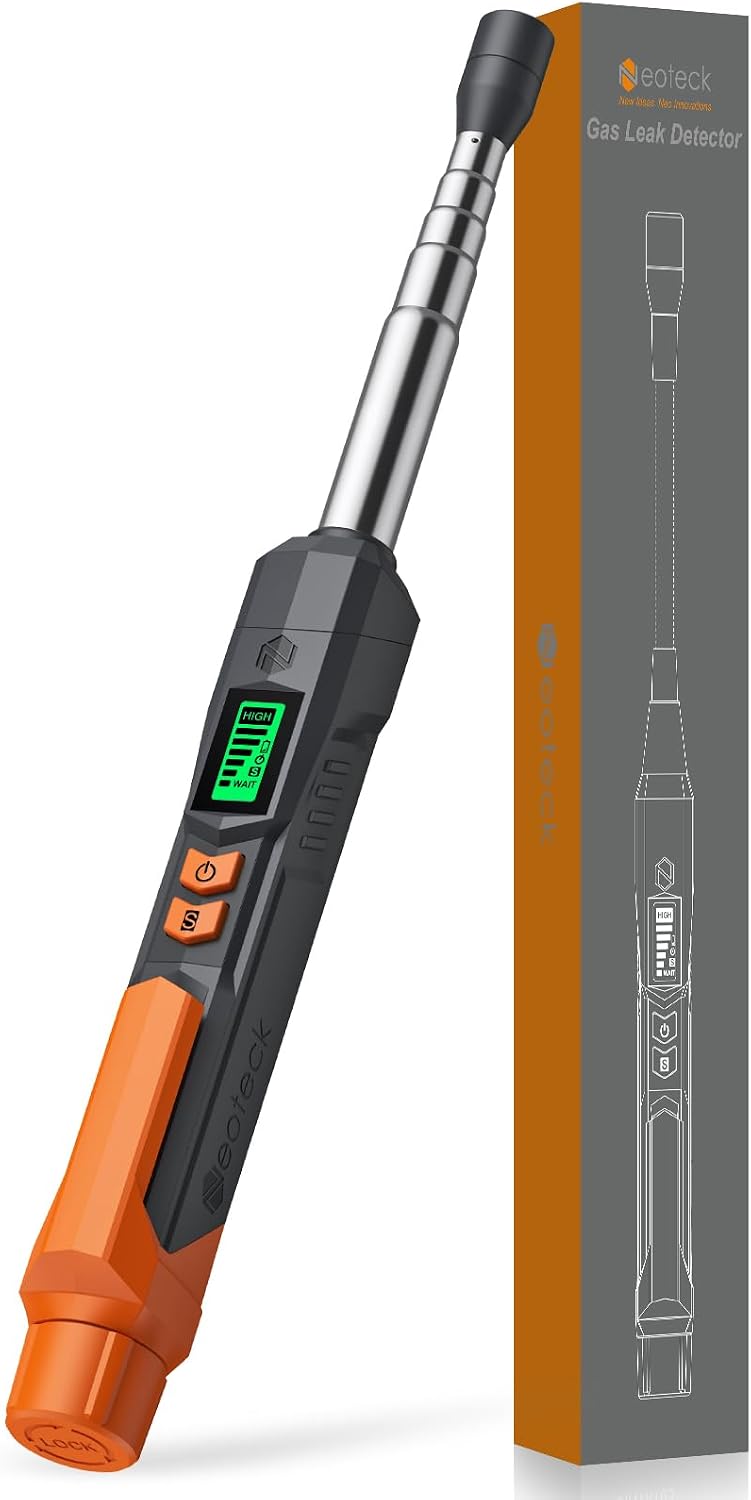 Brenngaslecksuchstift Mit Teleskopsonde Bis Zu 16 Cm Länge, Einstellbarer Empfindlichkeit 50–500/500–3000 Ppm, Schnelle Reaktionszeit In Weniger Als 2 Sekunden Für Methan, Propan Und Flüssiggas.