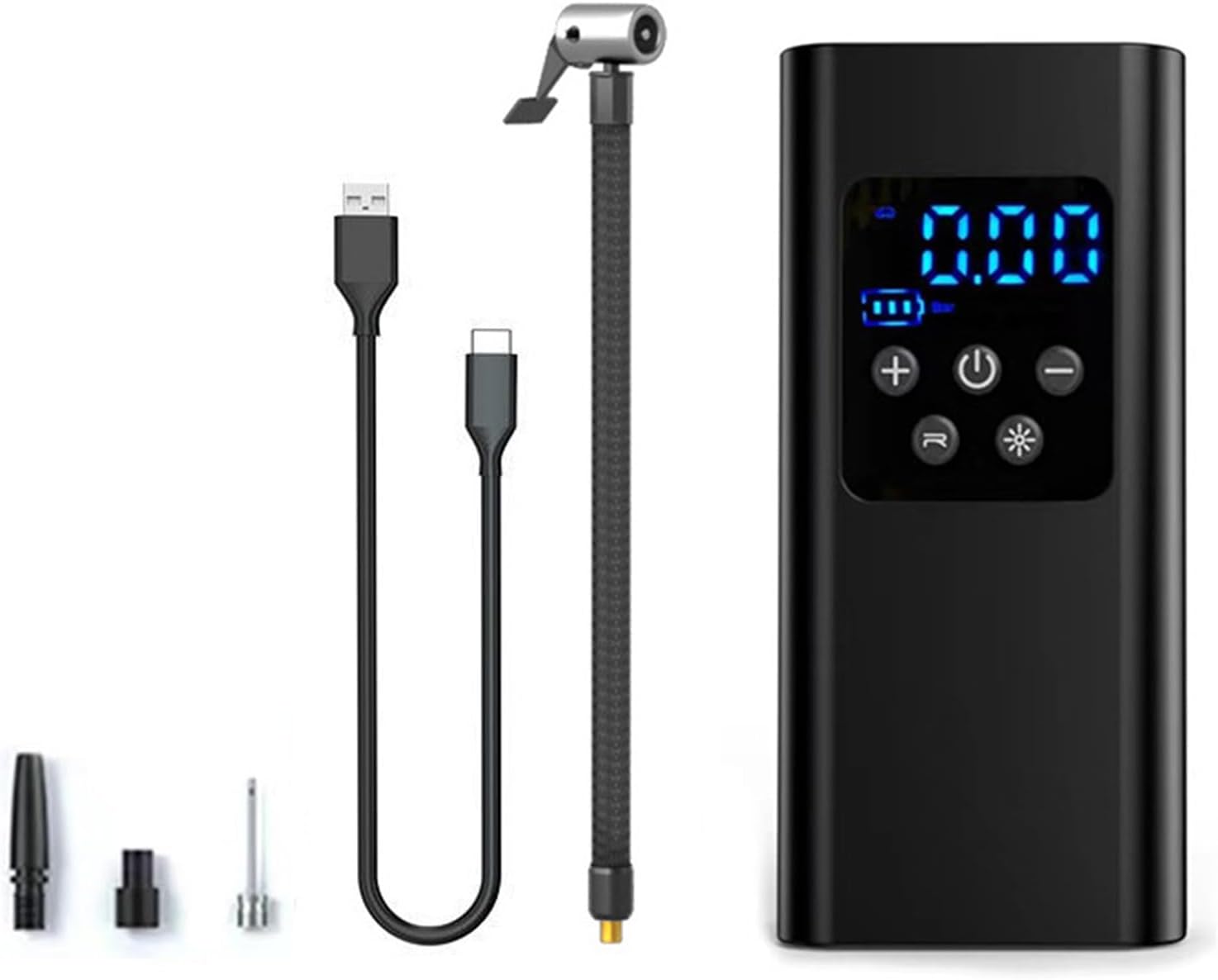 Tragbarer Luftkompressor Mit 6000 Mah Und 150 Psi Luftpumpe Für Autoreifen, Reifenpumpe Mit Led-licht Für Auto, Motorrad, Fahrrad, Ball