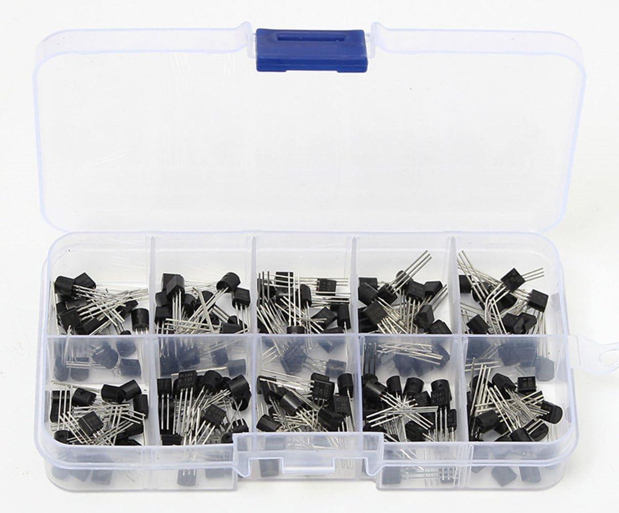 200-teiliges Transistor-sortiment Mit Je 10 Transistoren (s8050, S9050, S9012, S9013, S9014, 2n3904, 2n3906, C1815, A1015, Mje13001) + Kunststoffbox