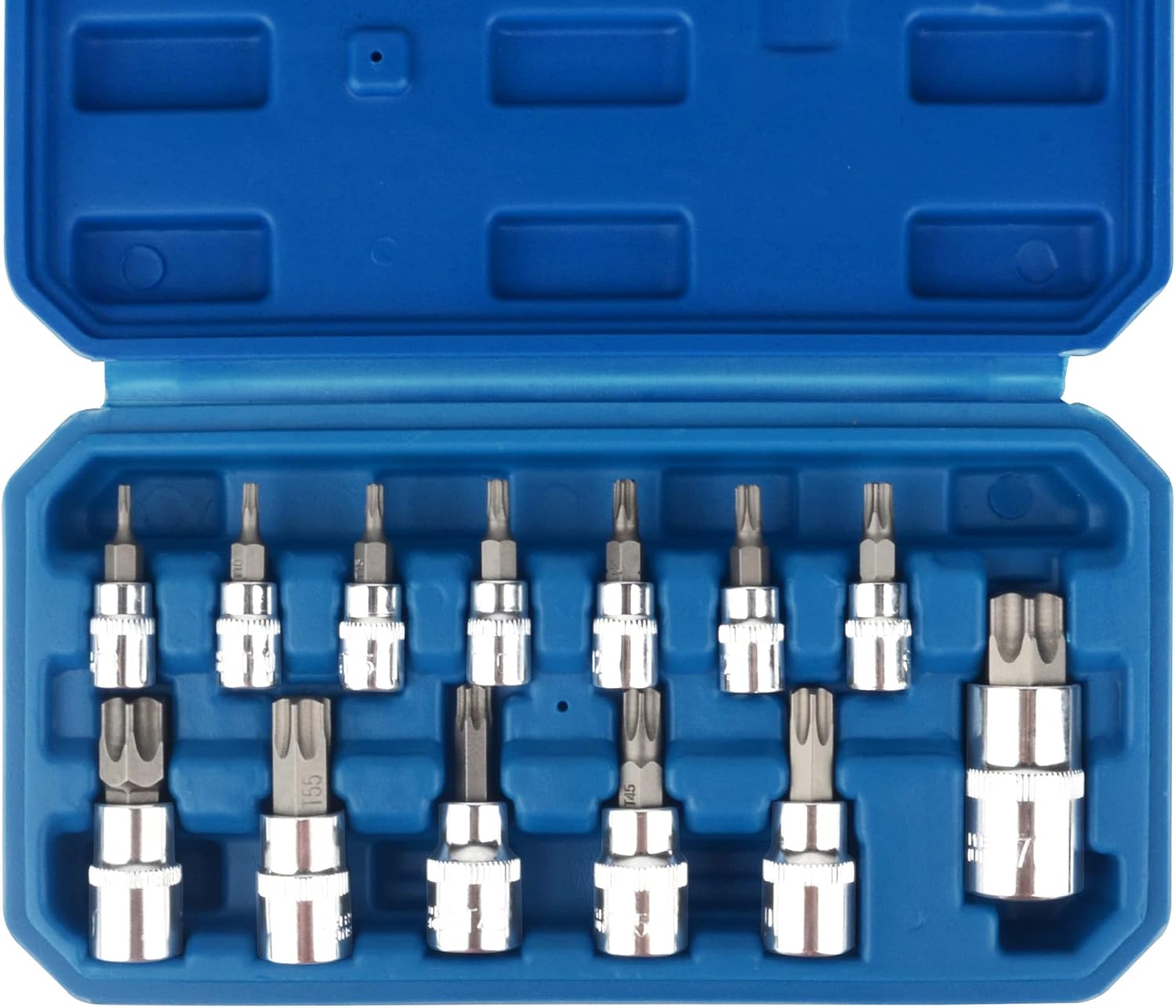 Satz Mit 13 3/8"-torx-steckschlüsseln Dr. T8 - T70 E Star Premium S2 Aus Cr-v-stahllegierung In Sternform - Metrische Bits 1/4", 3/8" Und 1/2".