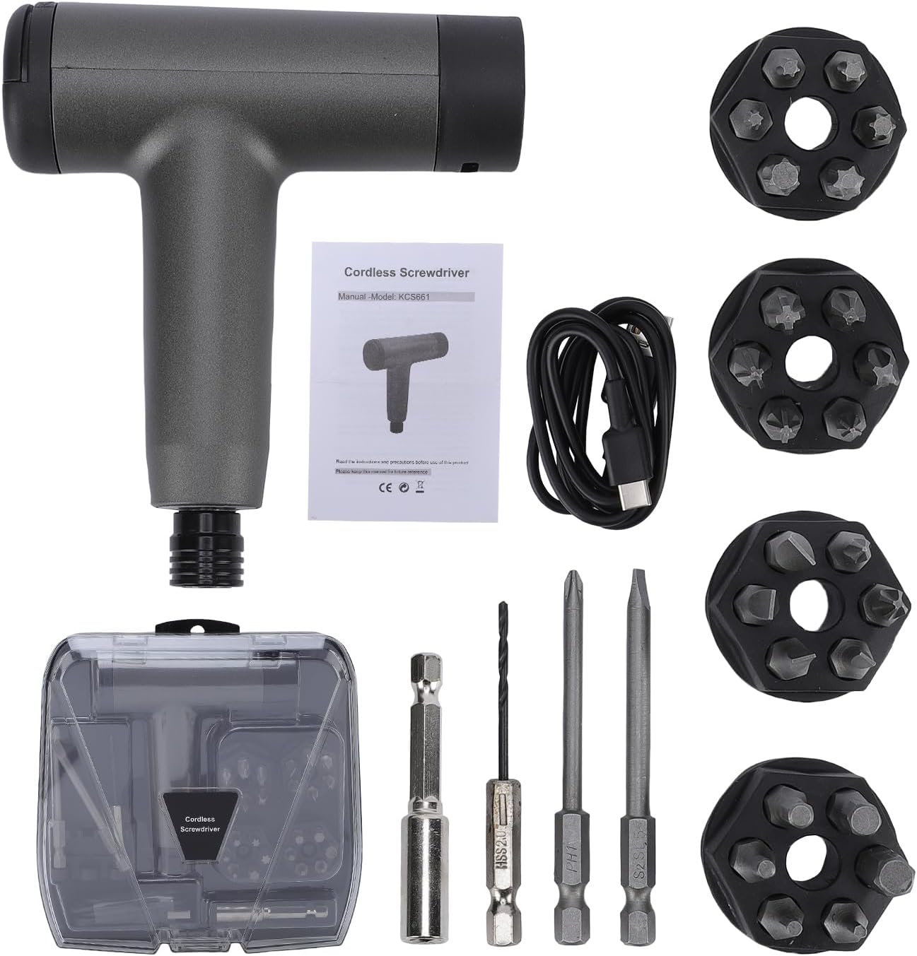 3,6-v-schraubendreher-set, Usb-ladeanschluss, 3 Drehmomentstufen, 1500-mah-akku, Led-leuchte Für Möbel-/elektroreparaturen