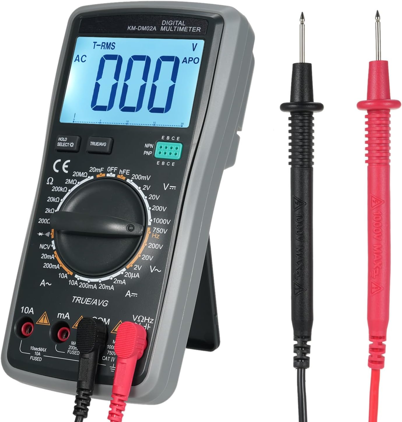 Digitales Multimeter Mit Automatischer Bereichswahl 2000, Ncv-zählfunktion, Universalmessgerät, Tragbares Multifunktionsmessgerät, Voltmeter, Amperemeter Mit Durchgangs- Und Diodenprüfung, Hfe-, Mitte