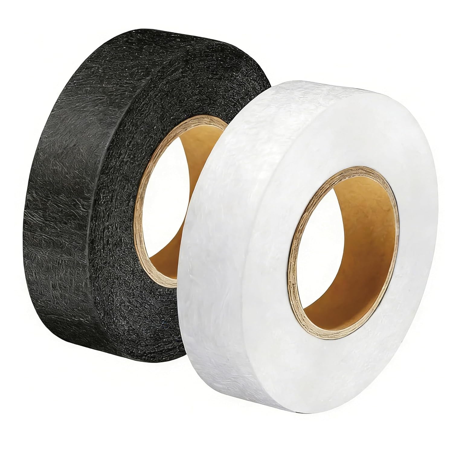 Set Mit 2 Aufbügelbaren Saumbändern, 20 Mm X 64 M, Aufbügelbares Textilklebeband Für Gardinen, Nähen, Personalisieren Und Diy-projekte, Schwarz + Weiß