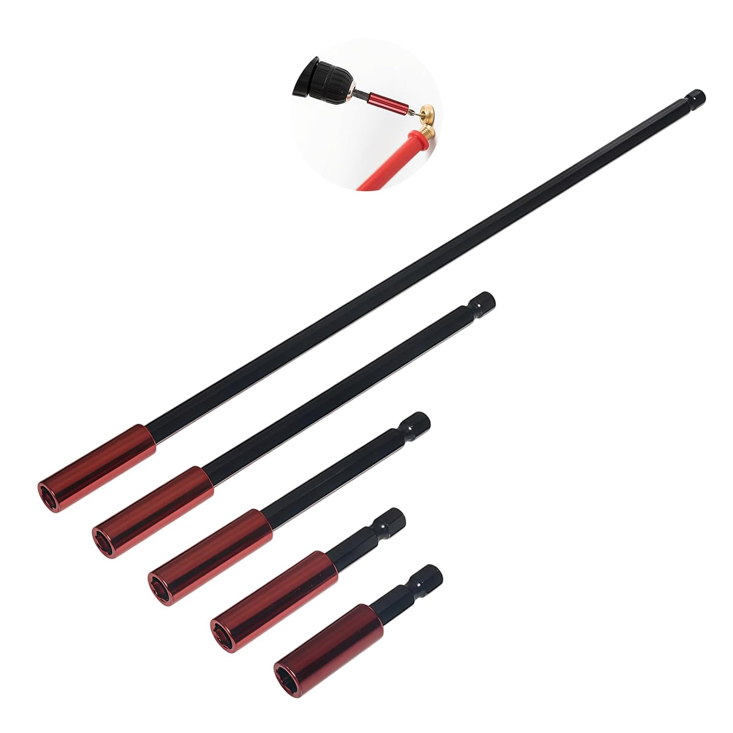 Set Mit 5 Magnetischen Verlängerungen, Schraubendreher-bithalter, 1/4-zoll-sechskantschaft, Langer Bithalter 50/60/100/150/300 Mm, Für Bohrmaschinen Und Schraubendreher