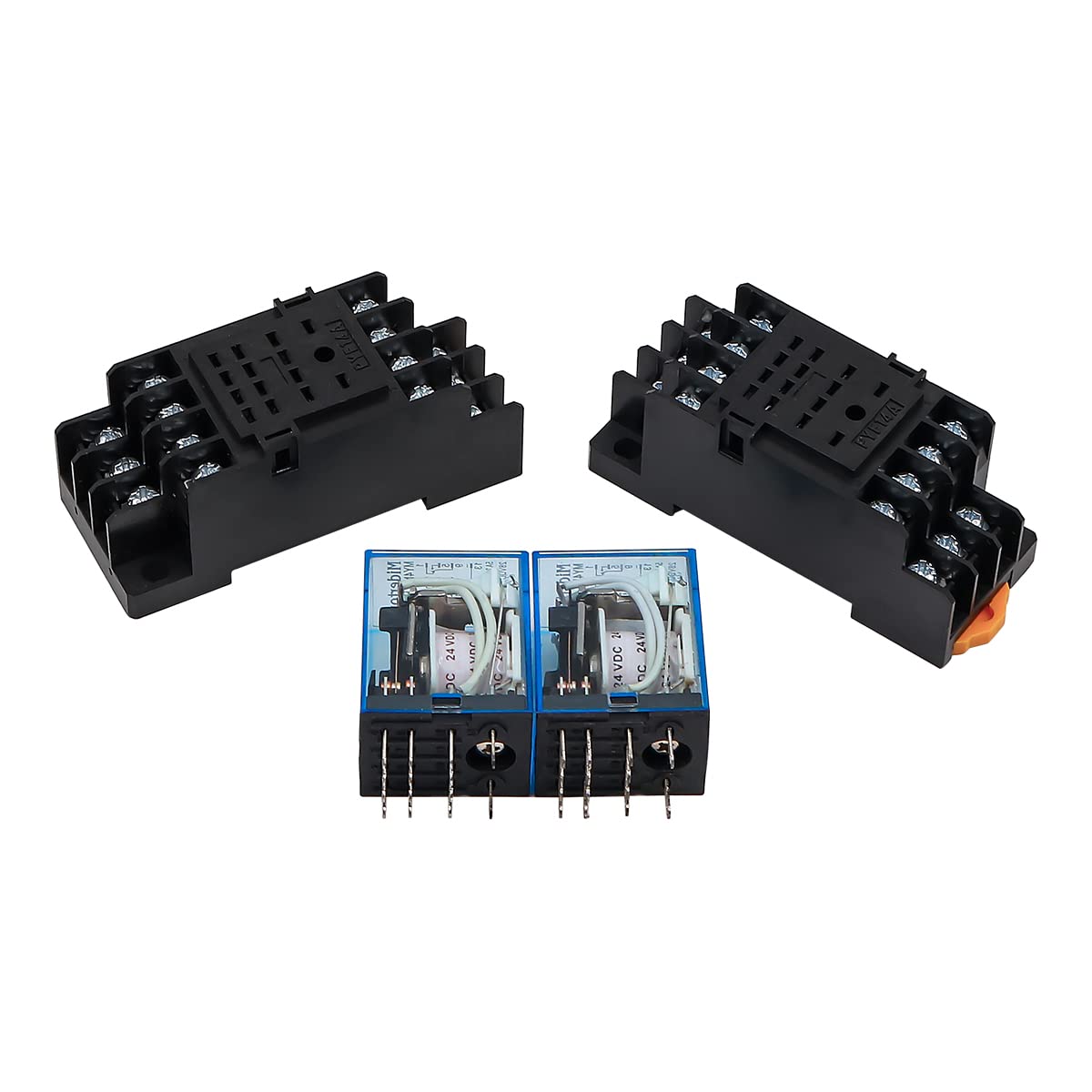 Stück Hh54p Ac 220v Spulenleistungsrelais, 14-polig, 5a, 4pdt, Led-anzeige, Elektromagnetisches Schaltrelais Mit Sockel Und Geschlitzter Aluminium-din-schiene