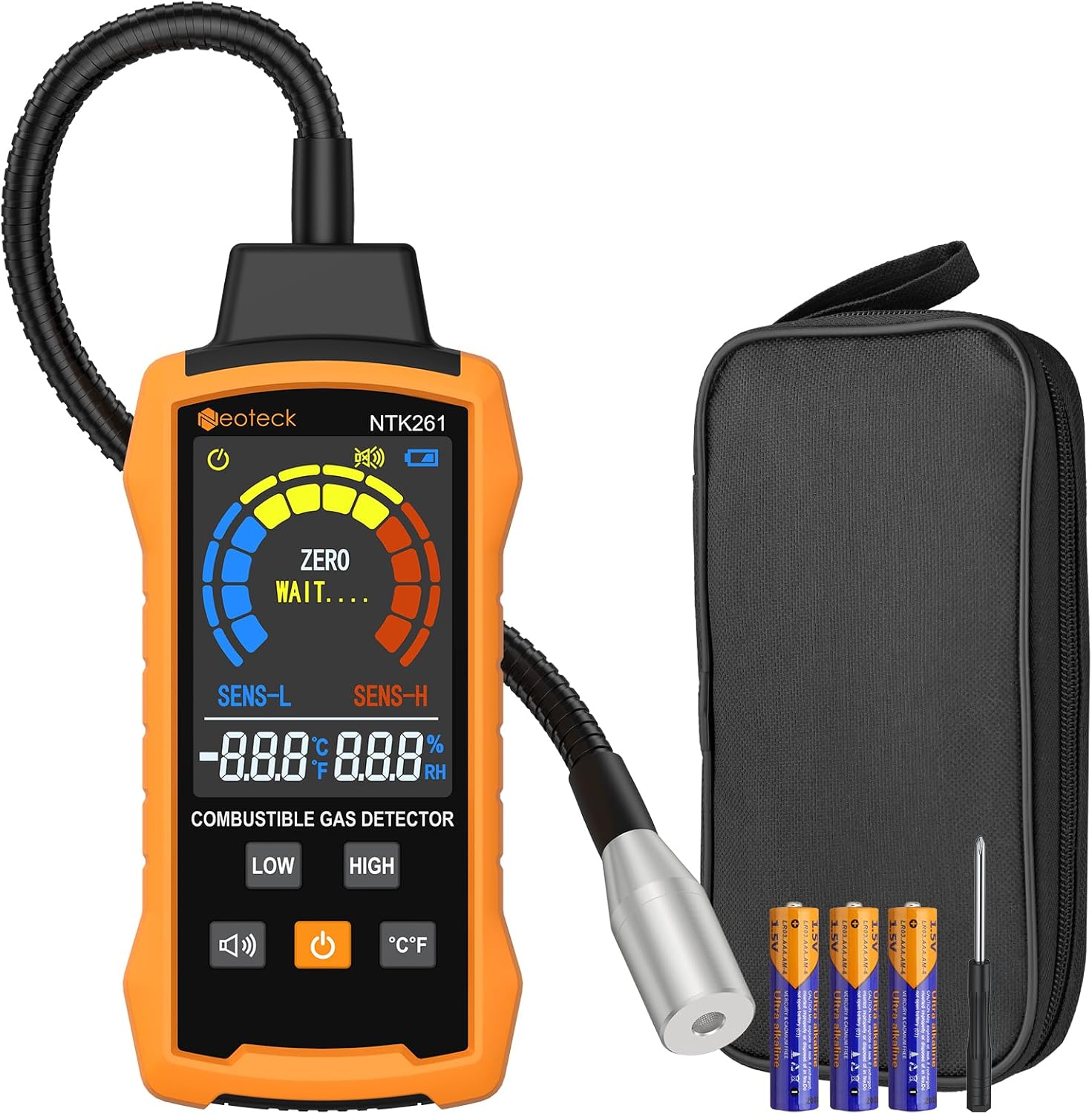 Erdgaslecksuchgerät, Universelle Flexible Sonde, Farbdisplay, Akustischer Und Optischer Alarm, Erkennt Methan, Erdgas, Propan, Flüssiggas Und Benzin Für Camping Und Haushalt