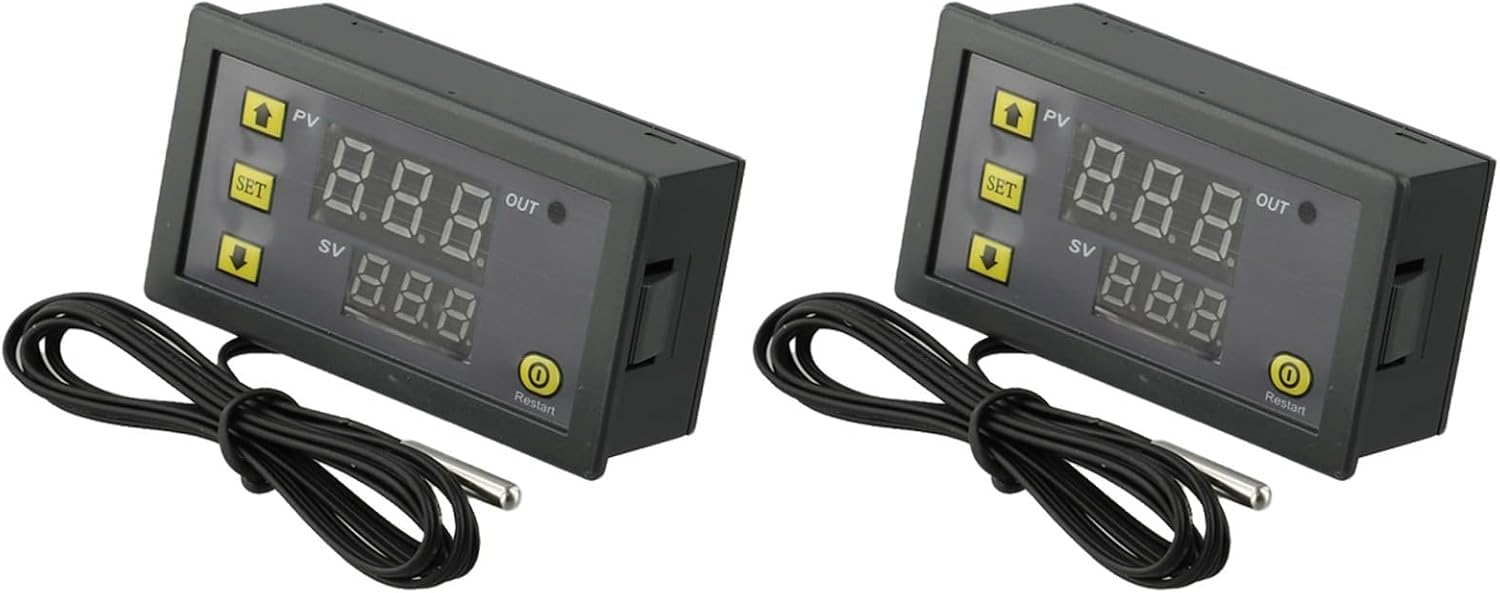 W3230 2er-pack Digitale Ac 5v-24v Temperaturregler Mit Sensor Für Heimfermentationskühlschränke Und Gefrierschränke (24v)