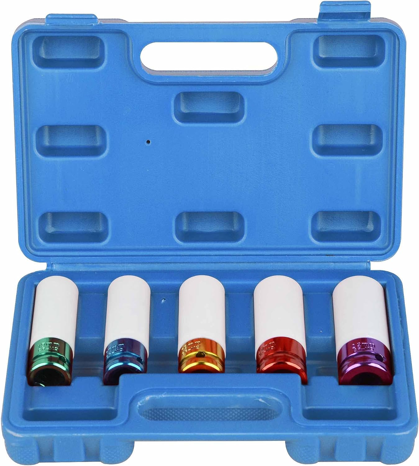 Satz Mit 5 Schlagschrauber-einsätzen Für 1/2"-radmuttern, Tiefe Radmuttern, 6-kant, Metrisch, 15 Mm, 17 Mm, 19 Mm, 21 Mm, 22 Mm