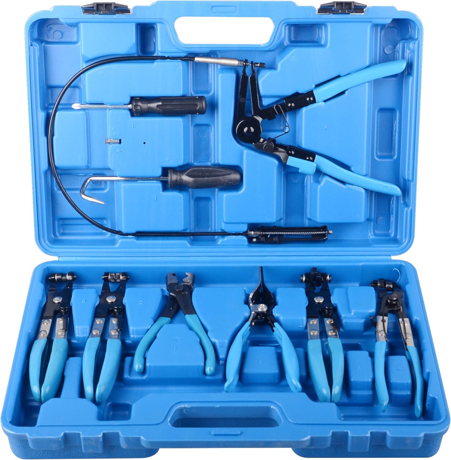 9-teiliges Schlauchschellenzangen-set Schlauchschellen-reparaturzange Schlauchschellen Für Kraftstoff-, Öl- Und Wasserschläuche, 1-1/16" Bis 2-1/2", Blauer Koffer