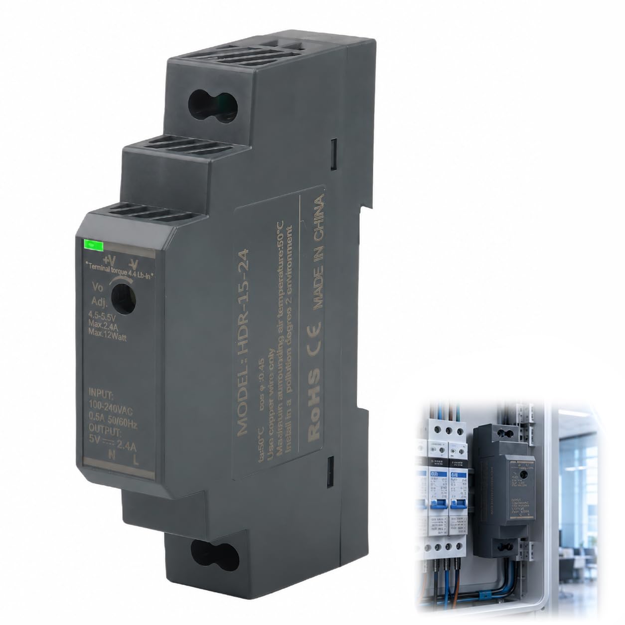 Din-schienen-netzteil Dc 5v 2,4a 12w, Transformator-eingang 100–240v Ac Netzteil Für Industrie, Haushalt, Led-beleuchtung Und Digitale Produkte