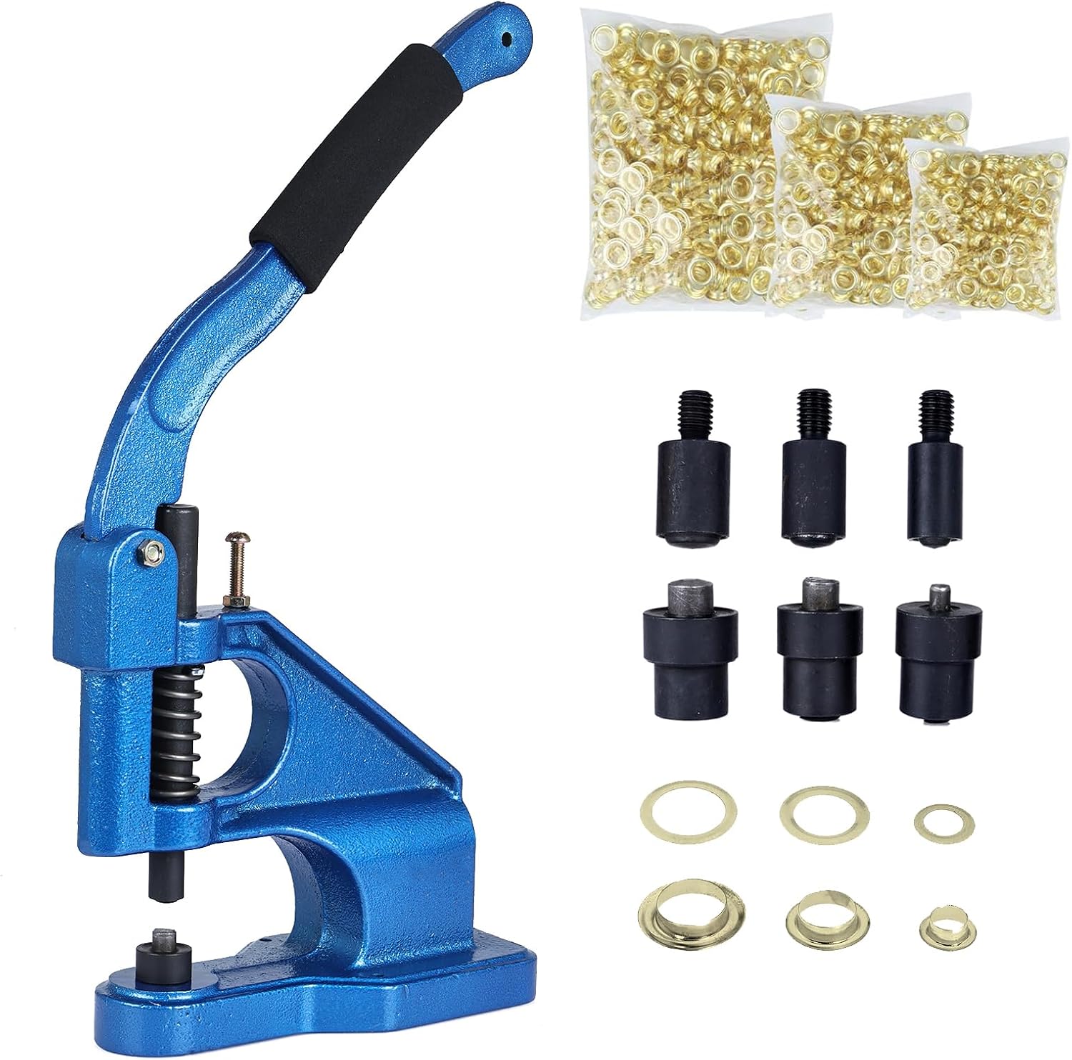 Ösenstanzset Für 6/10/12-mm-ösen, Robuste Ösenmaschine Mit 3 Stanzwerkzeugen Und 1500 Goldenen Ösen Für Planen, Vorhänge, Leder, Stoffe, Gürtel Und Taschen