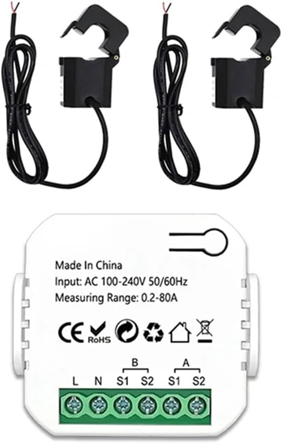 Tuya Monitor 2-kanal-zigbee-energiezähler Mit Stromsensor, 80 A Leistung, 110 V/240 V, Gateway Erforderlich