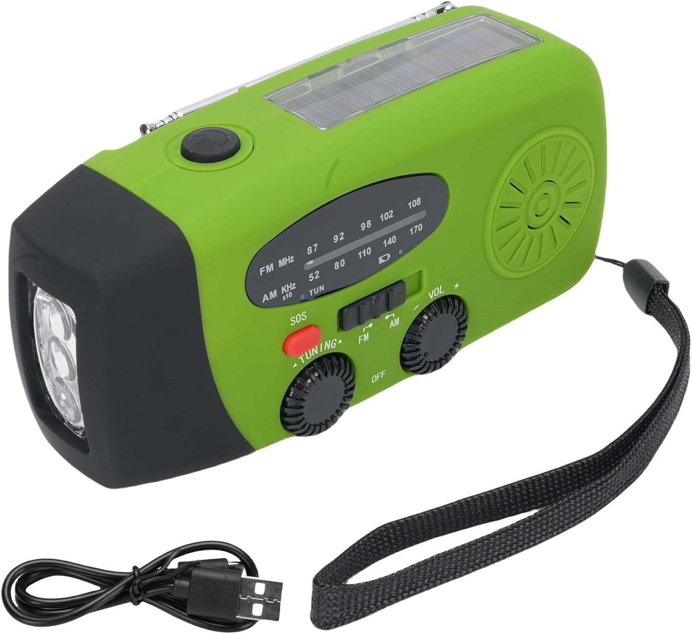Solarbetriebenes Notfallradio Mit Handkurbel Und Usb-c-ladeanschluss, Tragbares Am/fm-radio, 5000-mah-akku, Sos-alarm Und Taschenlampe (europäische Version)