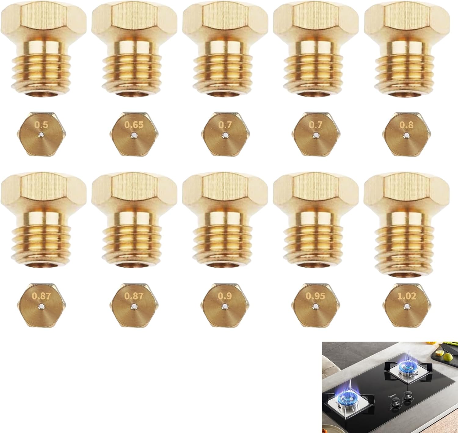 10-teiliges Universal-butangasdüsen-set [0,5-0,65-0,7-0,7-0,80-0,87-0,87-0,90-0,95-1,02], Lpg-umrüstsatz, Umrüstsatz Für Gaseinspritzdüsenflaschen, Propan- Und Butandüse