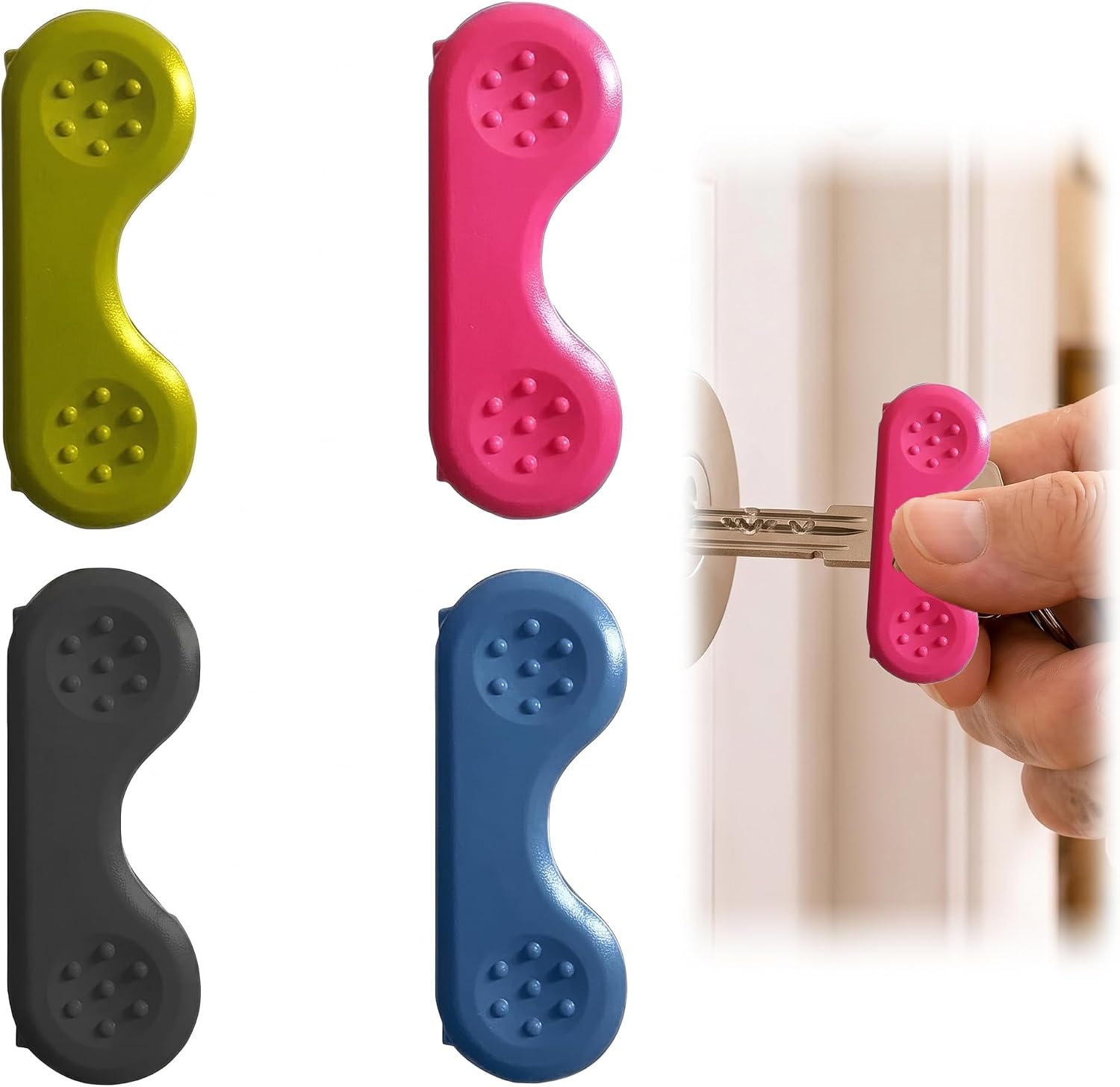 Schlüsseldrehhilfe, Ergonomischer Schlüsselöffner Für Einfaches Öffnen Von Türen, Set Mit 4 Mehrfarbigen Schlüsselkappen, Schlüsselmarkierungszubehör Für Schwache Hände, Für Zuhause Und Büro