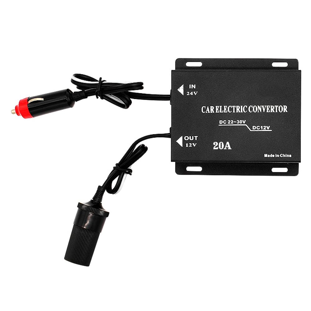 Kfz-stromwandler 24v Auf 12v Mit Zigarettenanzünderstecker Für Autoradio, Led-radioüberwachungssystem, Fahrzeugdisplay – 20a