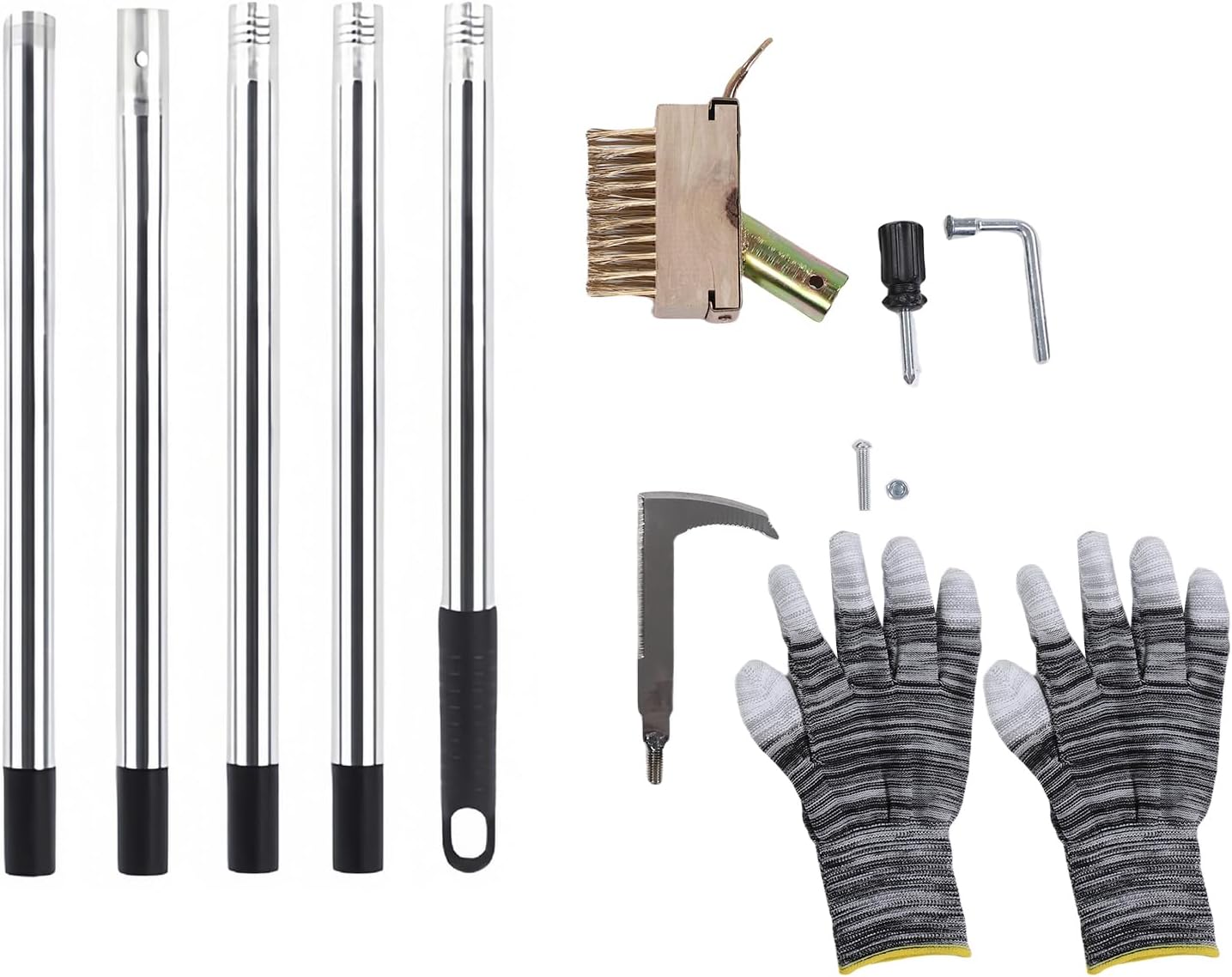 2-in-1 Unkrautentferner-set, Verstellbarer Edelstahlgriff Mit 1,6 M Langer Stange Und Messingbürste (5-teiliges Set (0,6 M))
