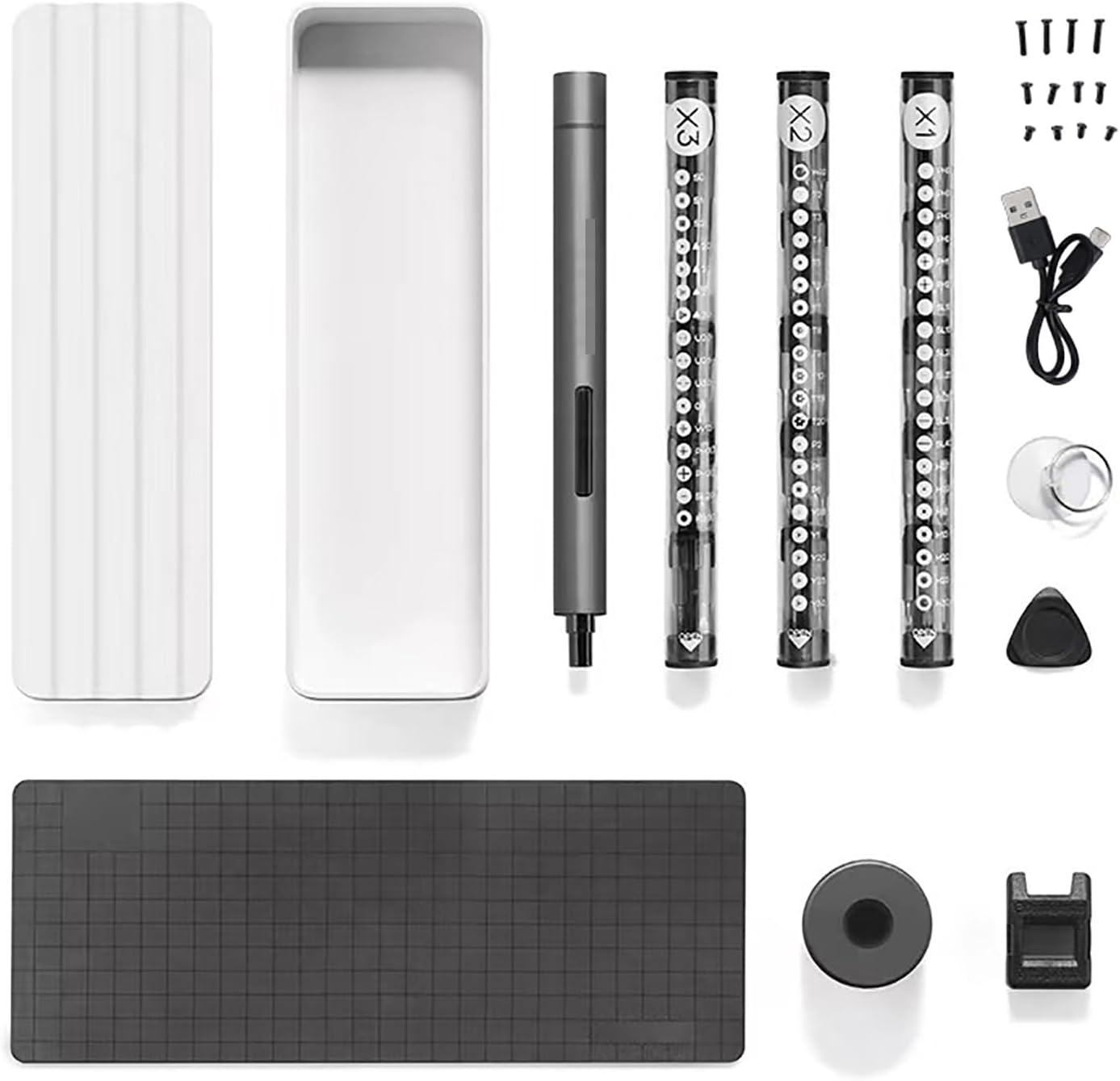 Schraubendreher, Drehmoment Von 0,15 Bis 3 Nm, 56 Magnetische Bits, Led-licht, Kompaktes Und Ergonomisches Gehäuse Komplett Aus Aluminium, Mit Ladeanschluss (1f+ 3,6)