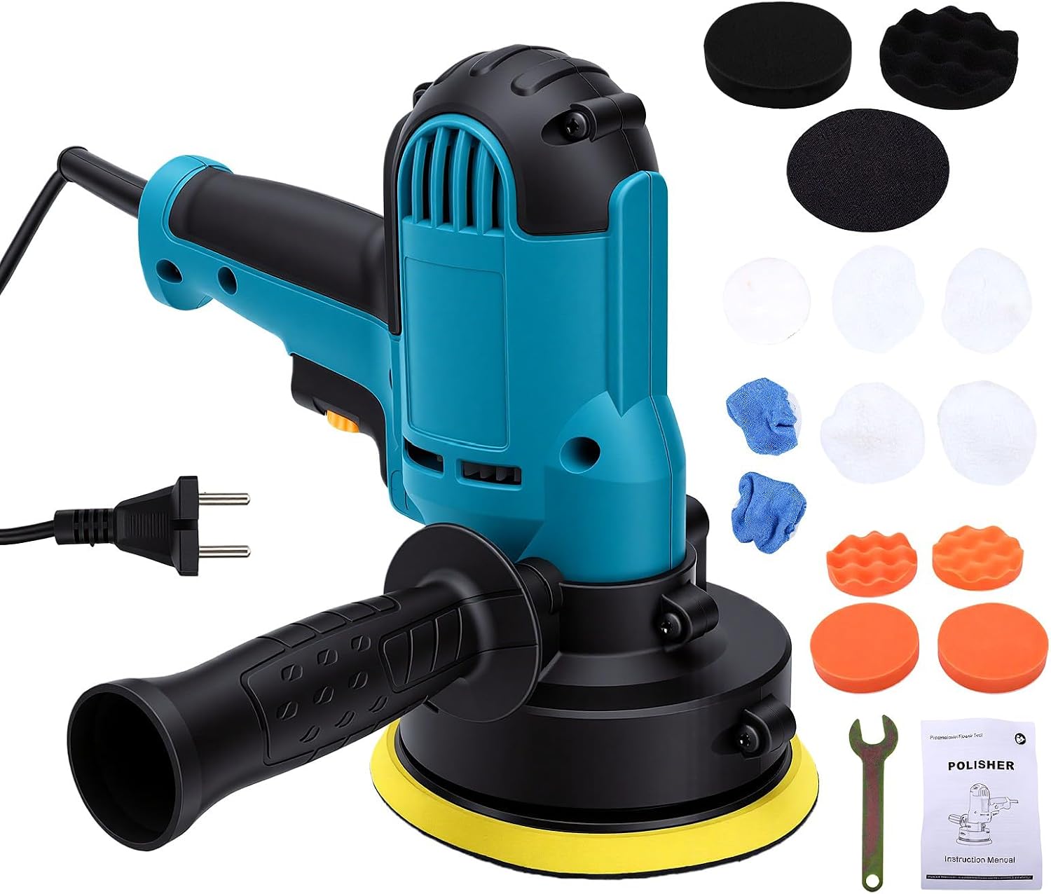 700w 5 Zoll Exzenterpoliermaschine Mit 6 Geschwindigkeiten 700-3000 U/min, Abnehmbarem Seitengriff Für Fahrzeugaufbereitung Und Lackpflege (eu-stecker 250v)
