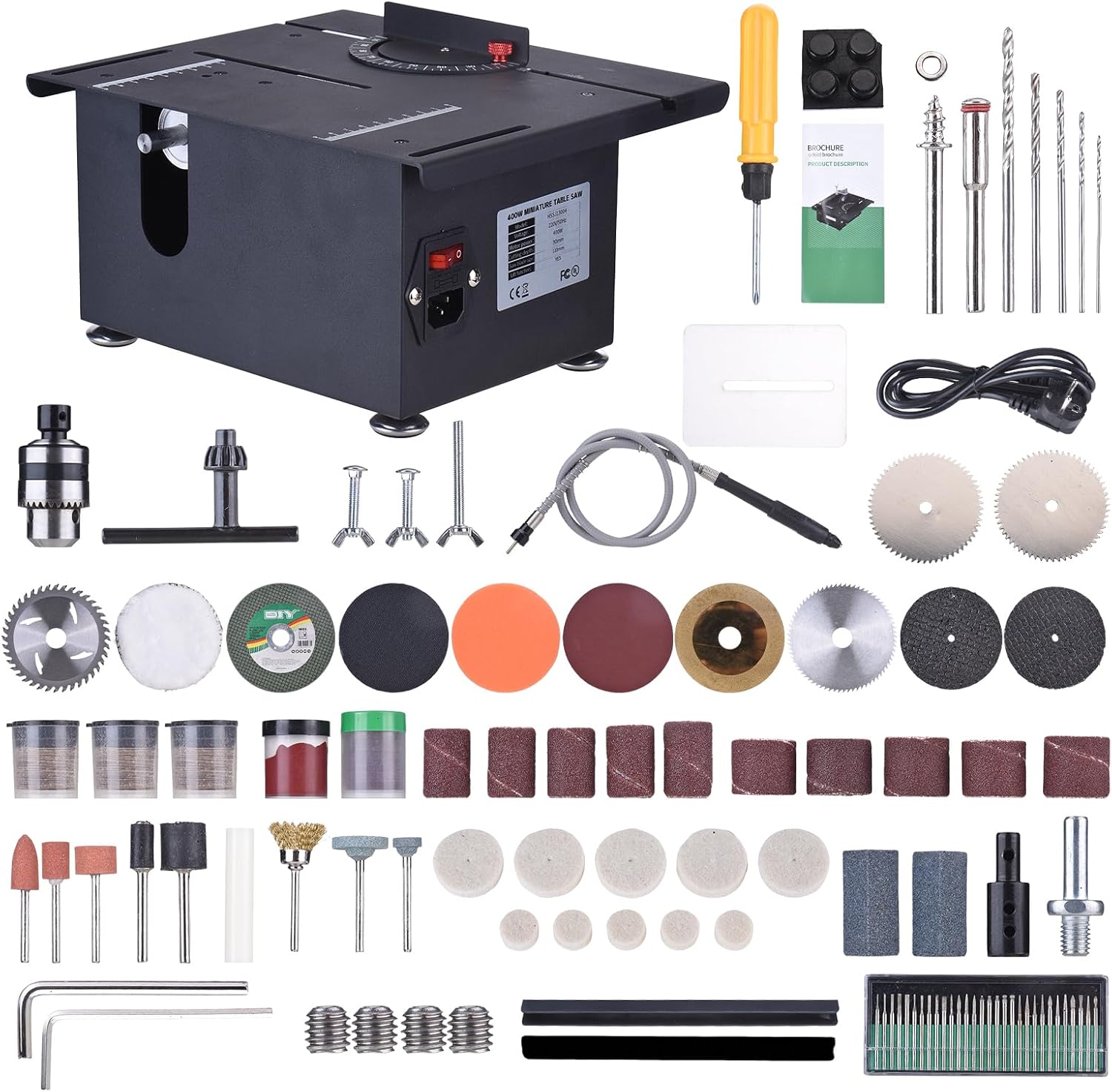 Miniatur-tischkreissäge 400w, 8000 U/min Kupfermotor, Einstellbarer Schnittwinkel 0 Bis 90°, Mit Mehrzweck-sägeblatt Und Diamanttrennscheibe (eu-stecker 6301)