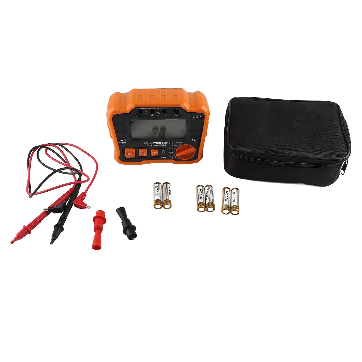 Digitales Megohmmeter, Stabile Leistung, Isolationswiderstandsmessgerät, 2000 Mω, Für Transformatoren, Kabel, Schalter, Wartung (orange)