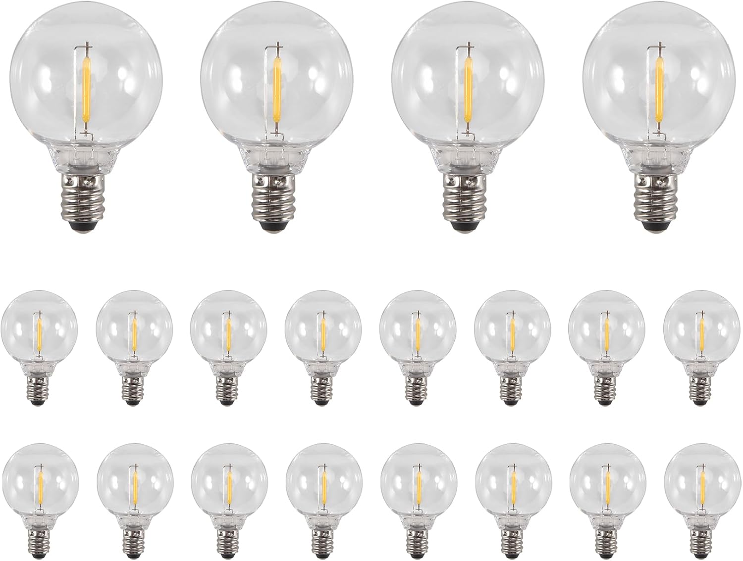 20 Stück G40-serie Led-ersatzlampen, E12-schraubsockel, Bruchsichere Led-kugellampen Für Warmweiße Solar-lichterketten