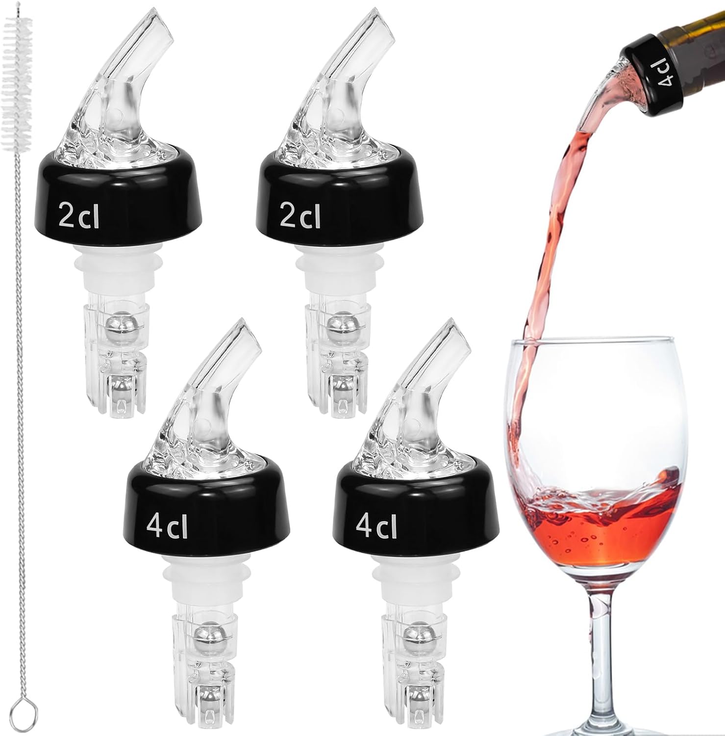 4-teiliges Weindekanter-set Aus Kunststoff (2 Cl/4 Cl) – Tropffreier Ausgießer Für Weinflaschen