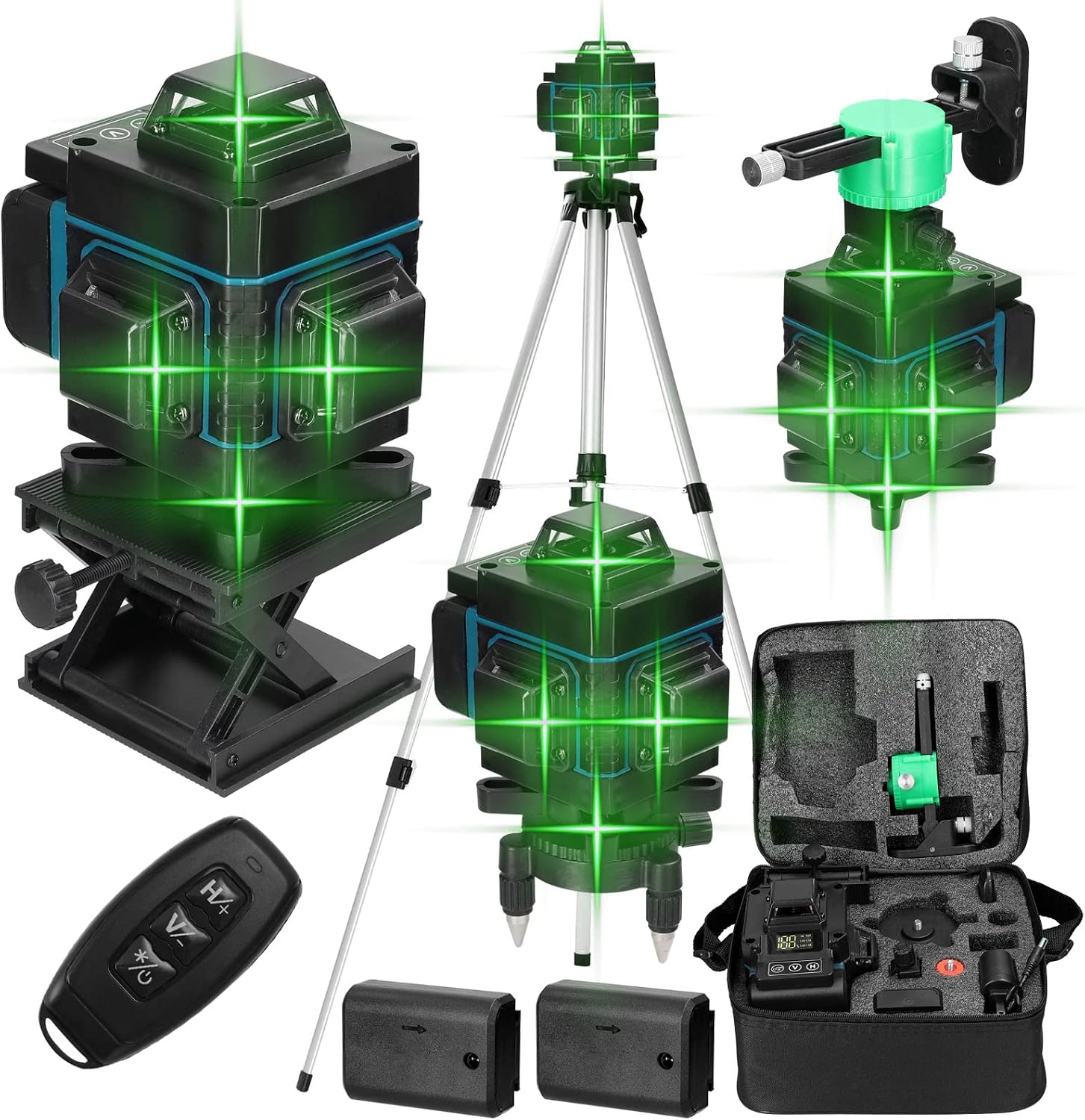 360° 4d 16-linien-laser-nivelliergerät, 3°-nivellierwerkzeug Mit Automatischer Nivellierungsfunktion Und 1,2 M Höhenverstellbarem Stativ