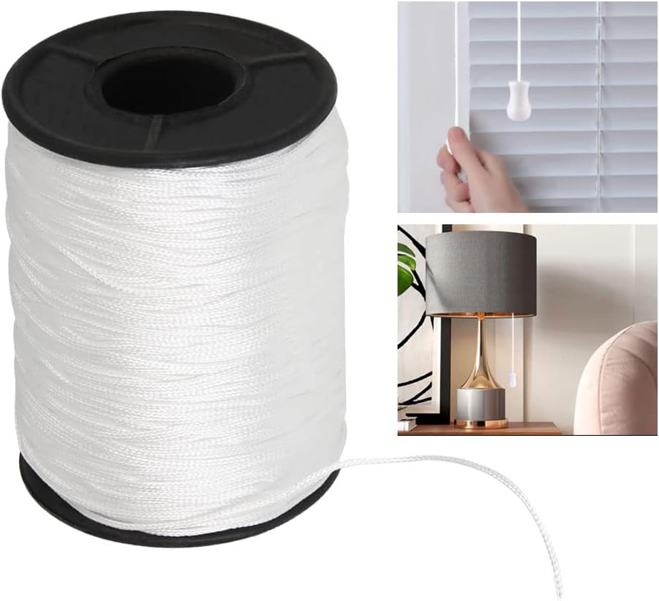 Mm Rolle Weiße Geflochtene Zugschnur Aus Polyethylen Zum Heben Von Vorhängen, Deckenventilatoren, Jalousien Und Lichtschaltergriffen – 150 Yards