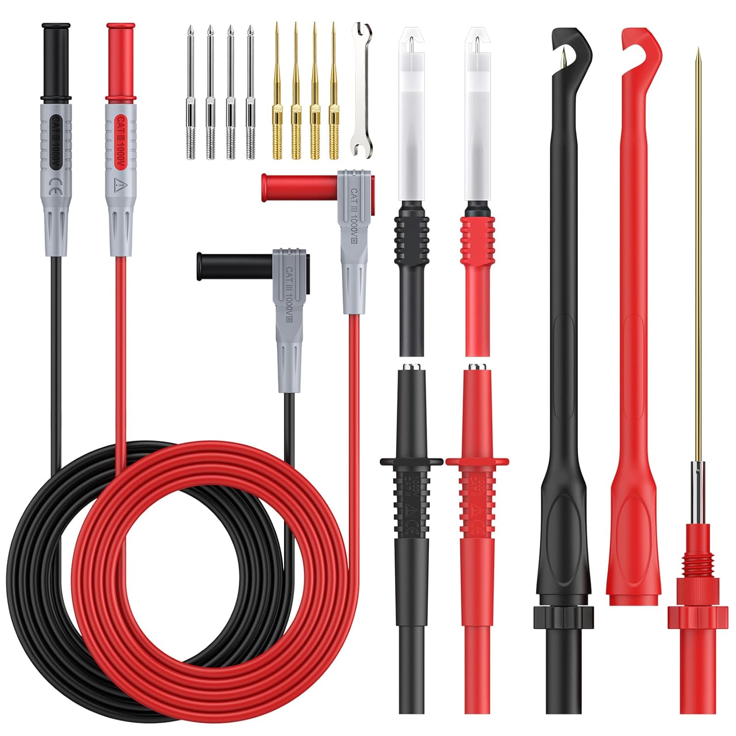 Messleitungssets, Messkabel Mit Prüfhaken, Kein Kabelbruch, Verlängerungskabel, 4-mm-durchstechnadel, Austauschbare Messspitzen Für Multimeter
