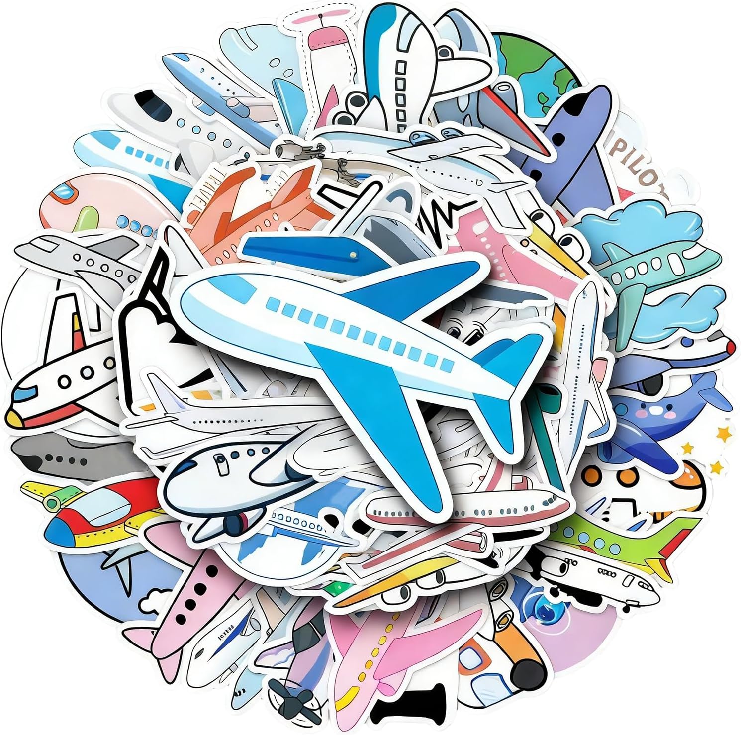 Set Mit 50 Vinyl-aufklebern Für Flugzeuge Und Hubschrauber Für Kinder, Wasserfest, Lustig Und Niedlich, Fahrzeugaufkleber Für Jungen, Laptop, Skateboard (flugzeug)