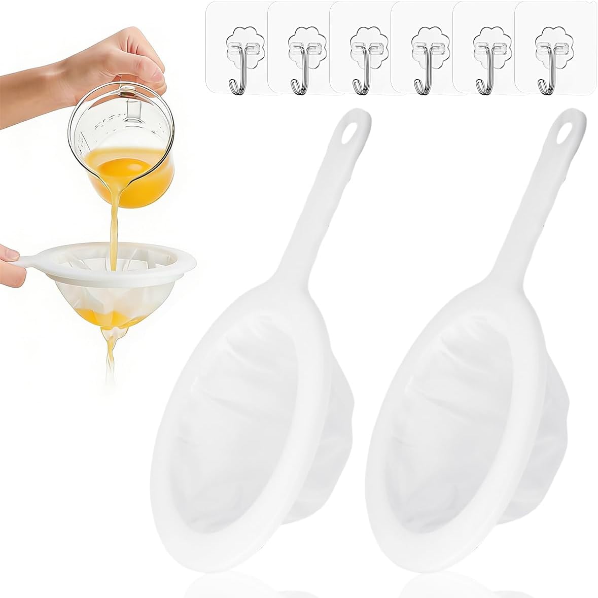 6er-set Kunststoffsiebe (80/100/120/200/300/400 Mesh), Feine Nylon-küchensiebe Für Kefir, Saft Und Haare, Feine Küchensiebe Zum Filtern Mit Griff